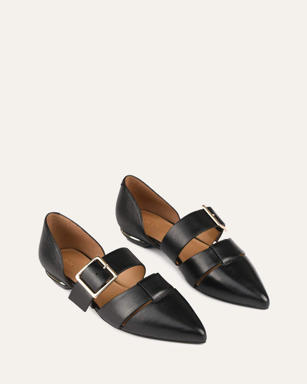 CARLA DRESS FLATS BLACK LEATHER Jo Mercer Northern Hemisphere