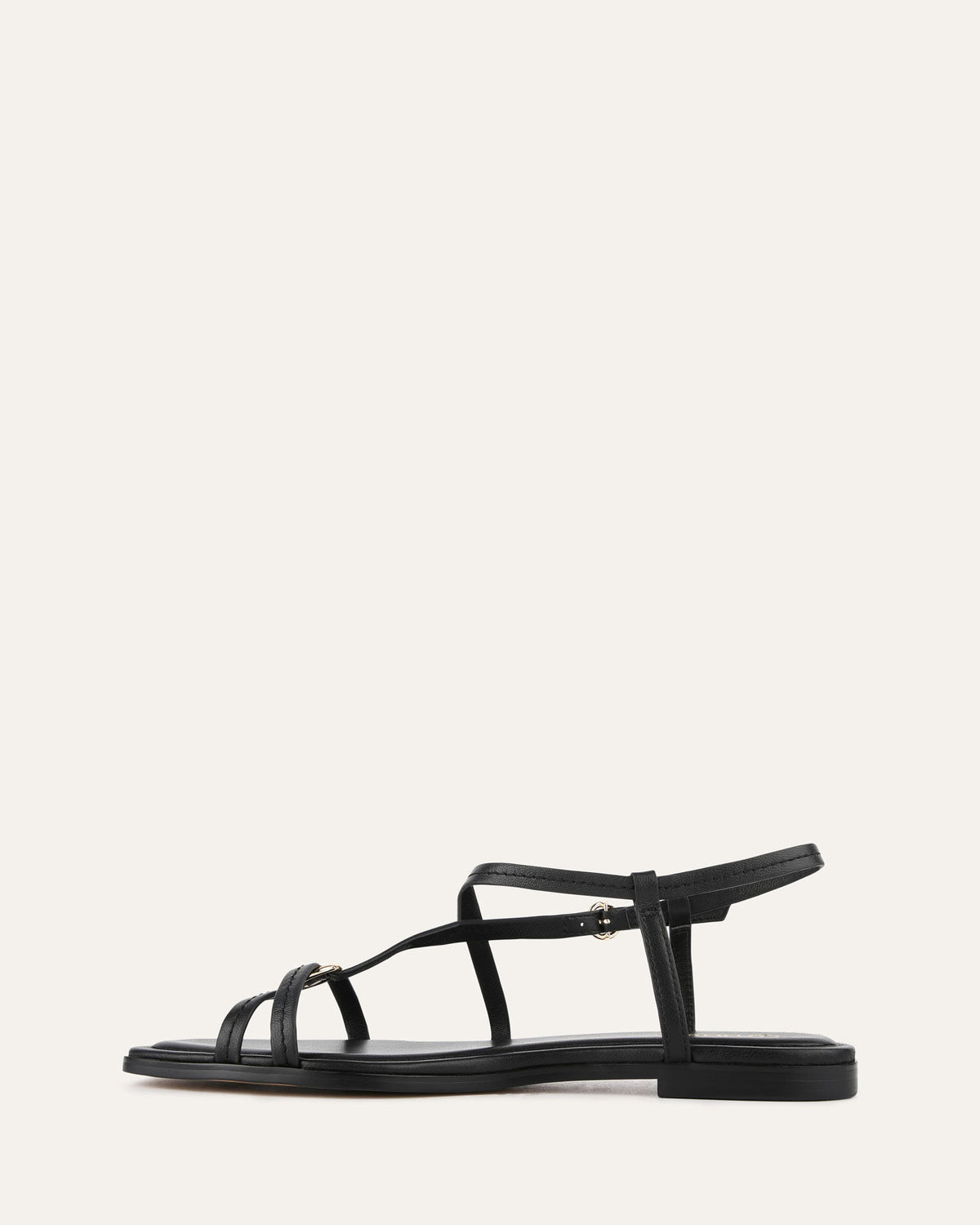 ADDI FLAT SANDALS BLACK LEATHER