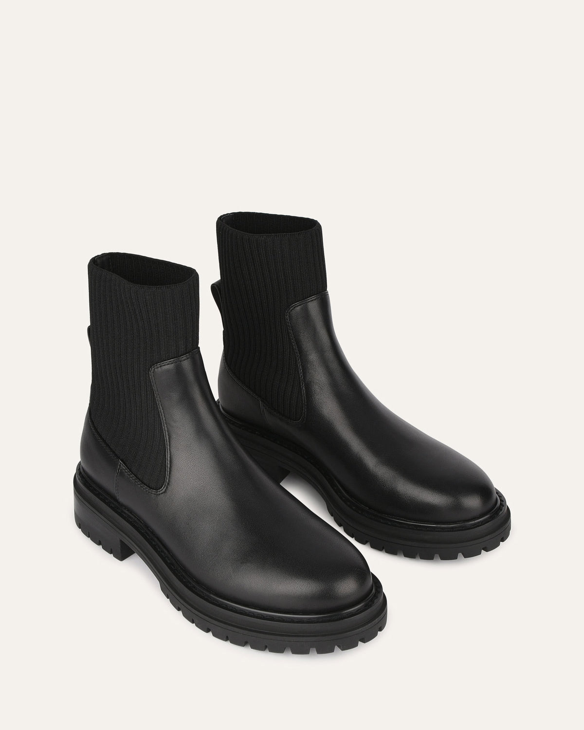 BERTIE FLAT ANKLE BOOTS BLACK LEATHER