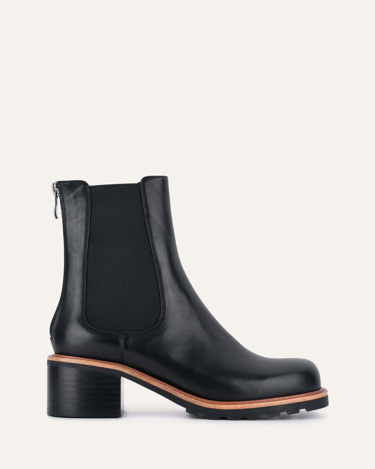 BEVERLEY MID ANKLE BOOTS BLACK LEATHER