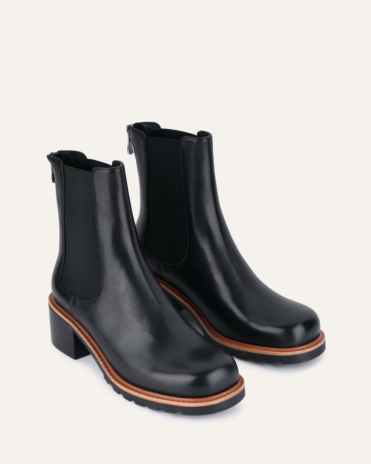 BEVERLEY MID ANKLE BOOTS BLACK LEATHER