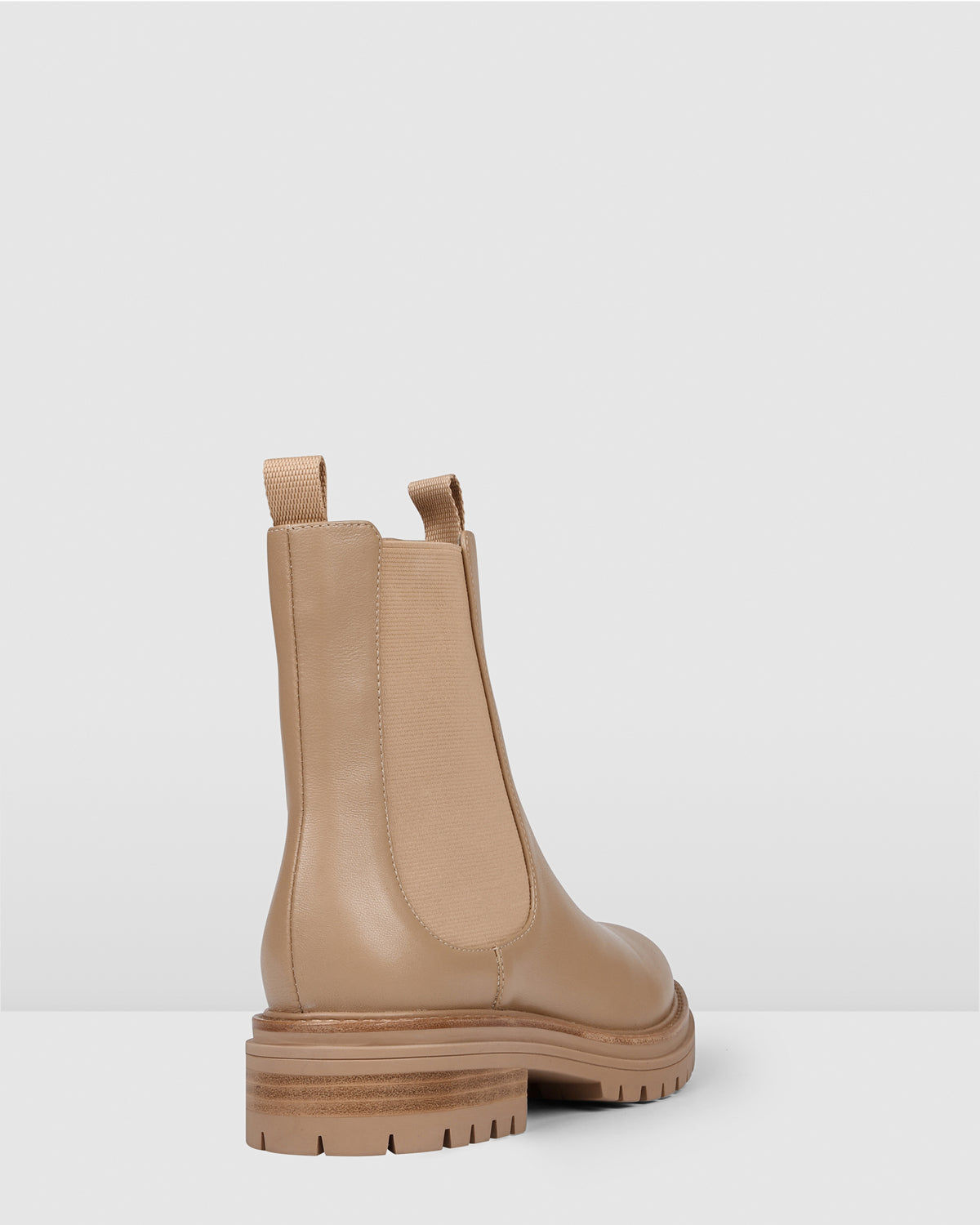 BLOOM FLAT ANKLE BOOTS BEIGE LEATHER