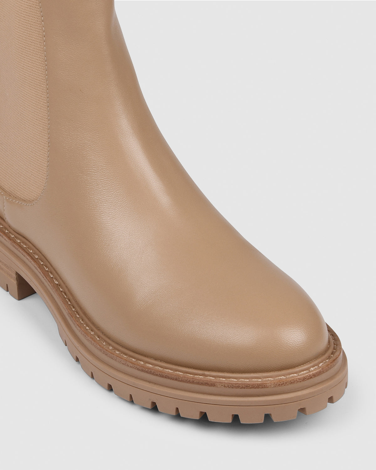 BLOOM FLAT ANKLE BOOTS BEIGE LEATHER