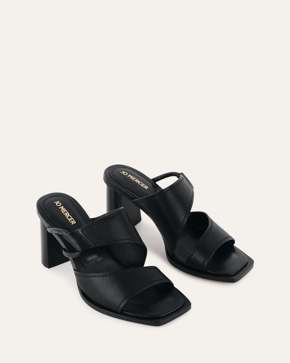 CAMMY MID HEEL SANDALS BLACK LEATHER