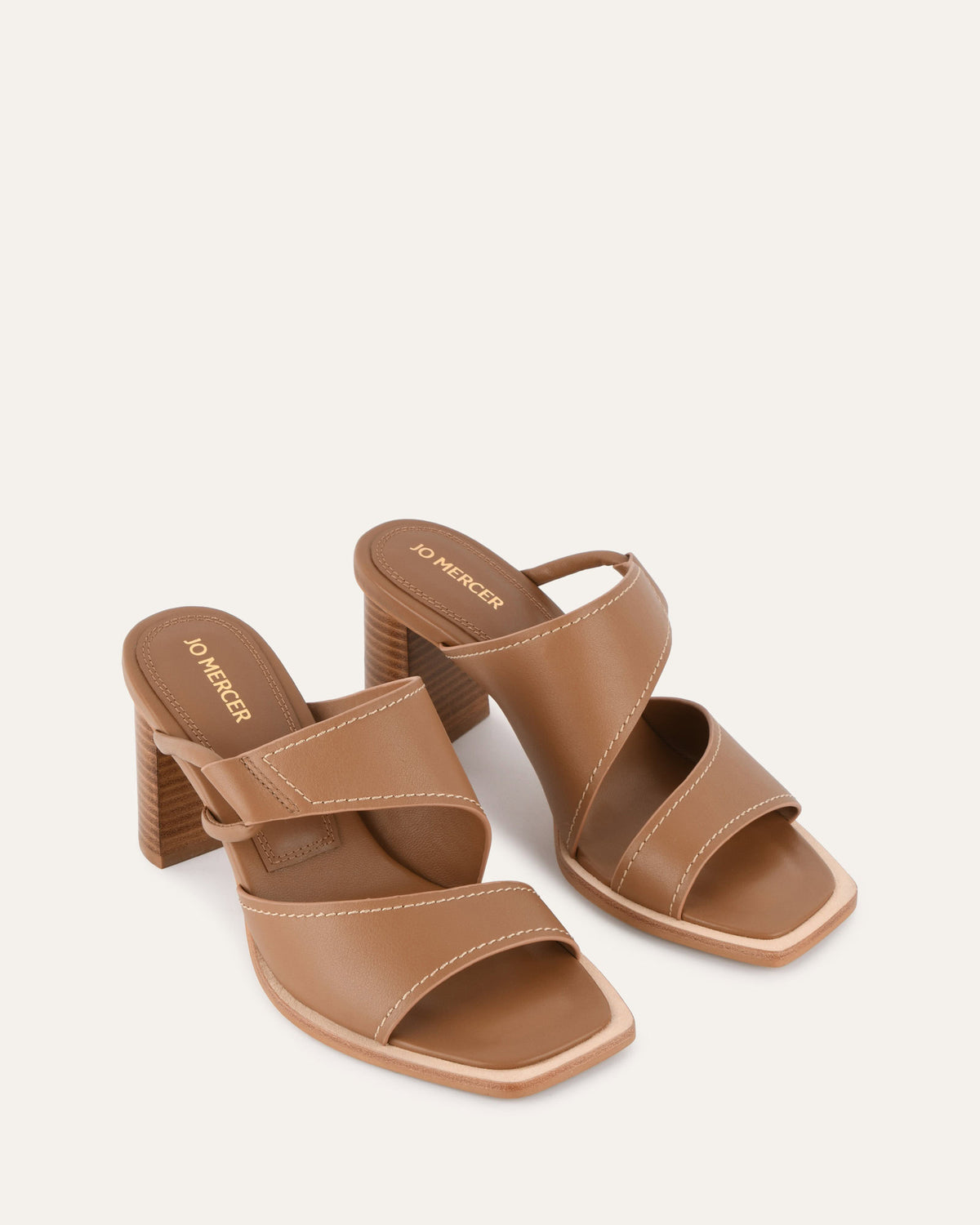 CAMMY MID HEEL SANDALS TAN LEATHER