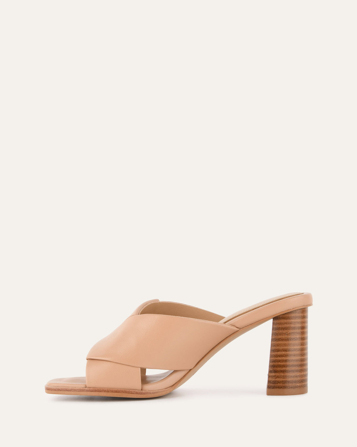 CARRIE MID HEEL SANDALS BEIGE LEATHER