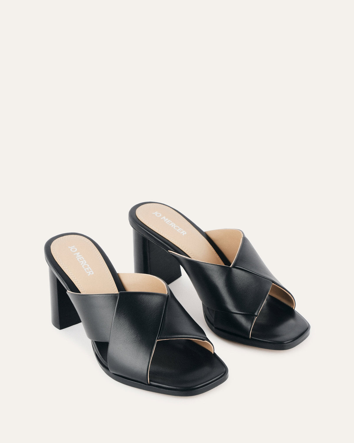 CARRIE MID HEEL SANDALS BLACK LEATHER