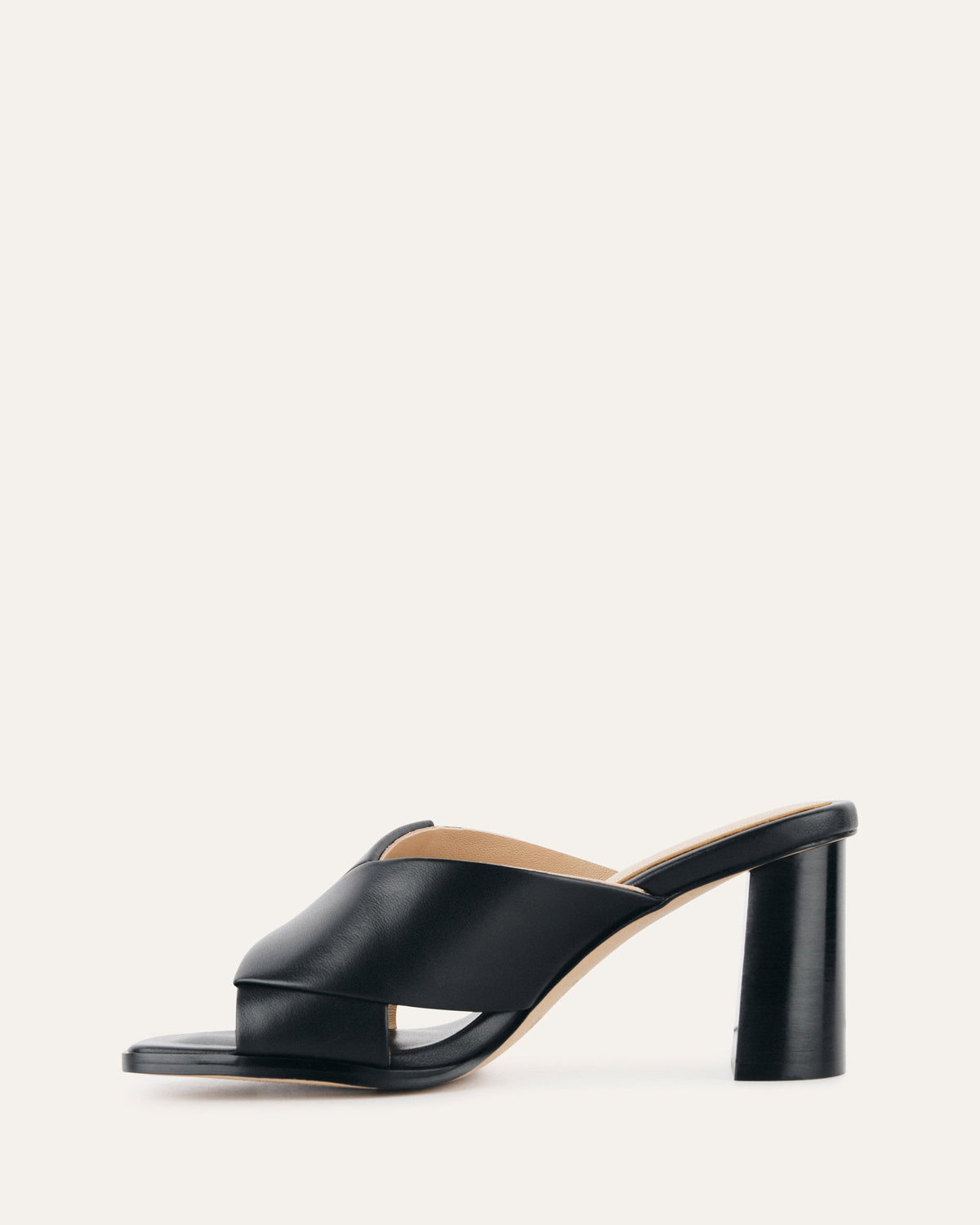 CARRIE MID HEEL SANDALS BLACK LEATHER