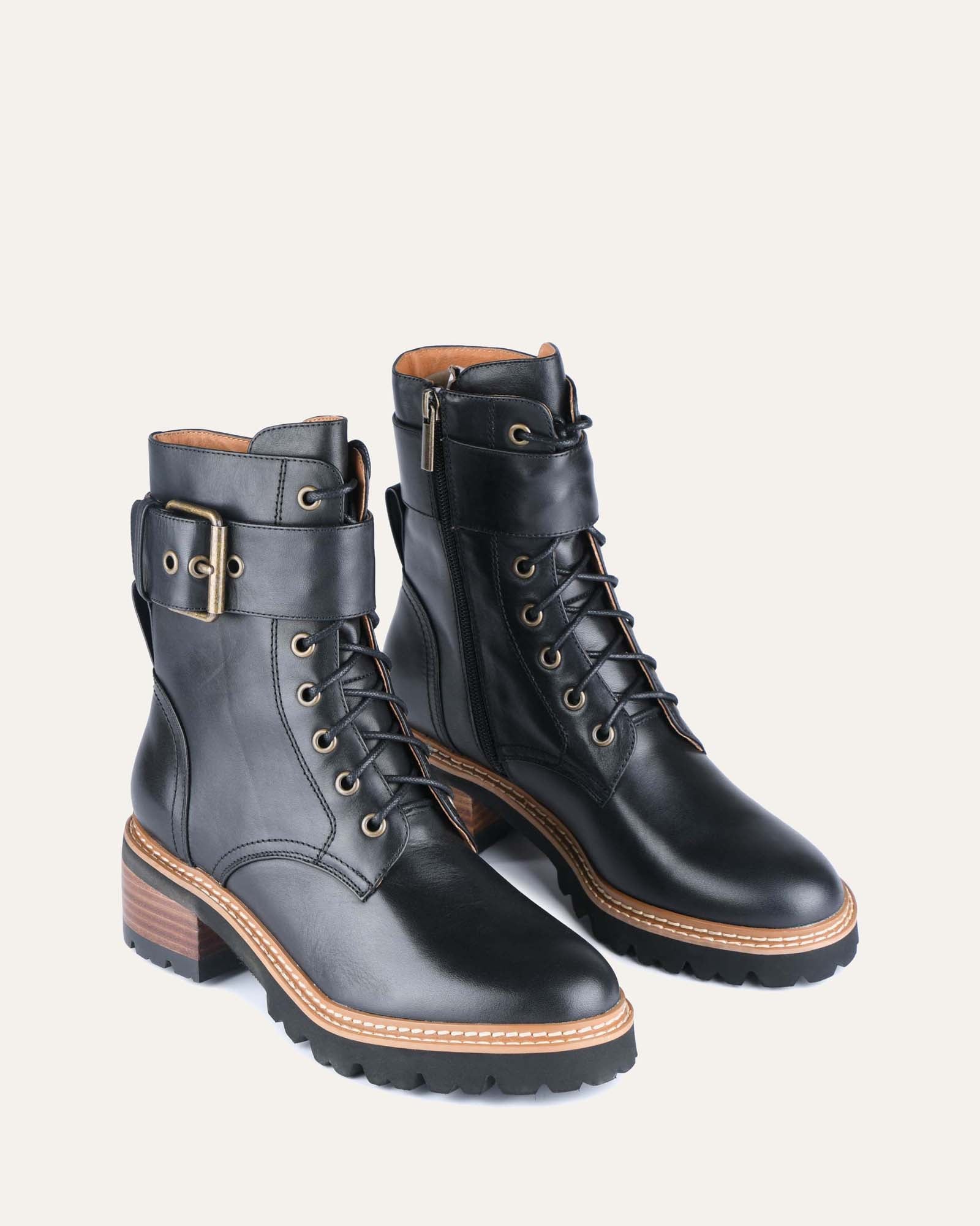 COCA FLAT ANKLE BOOTS BLACK LEATHER Jo Mercer Northern Hemisphere