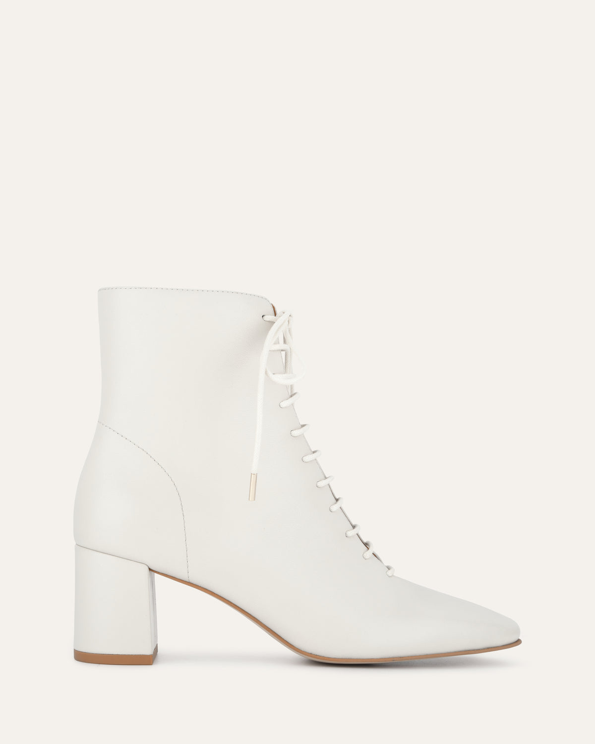 CORA MID ANKLE BOOTS OFF WHITE LEATHER