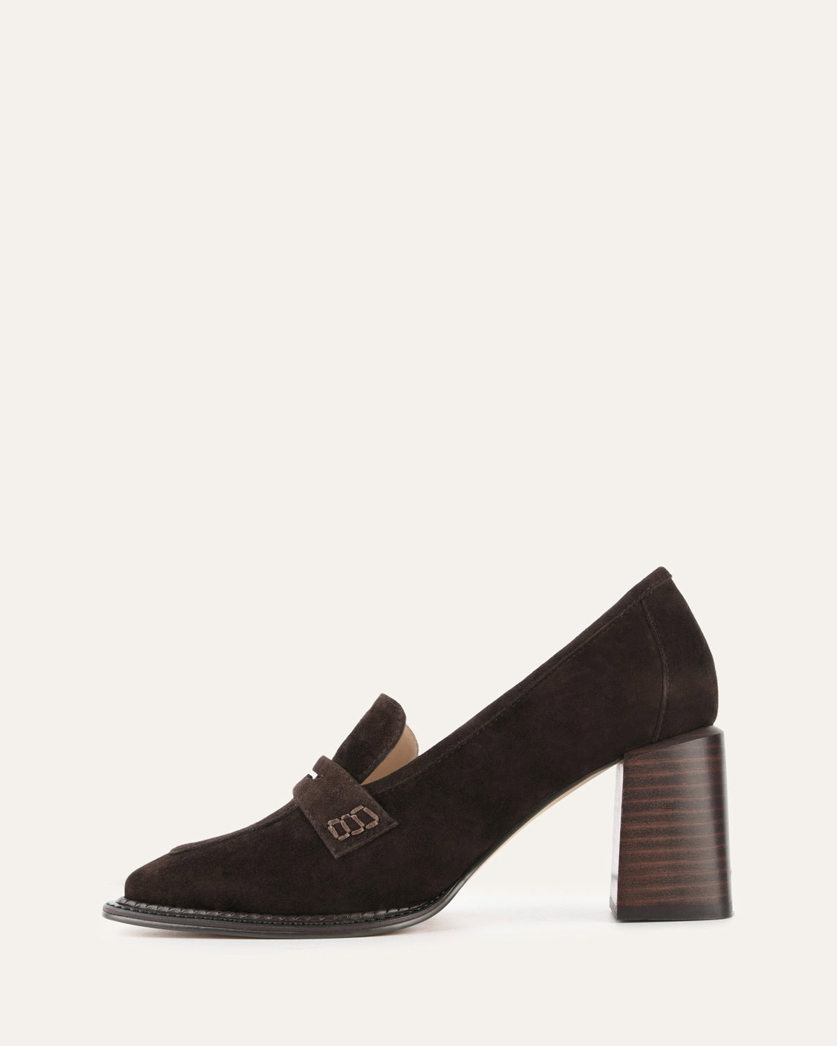 DELILAH MID HEEL LOAFERS BITTER CHOC SUEDE