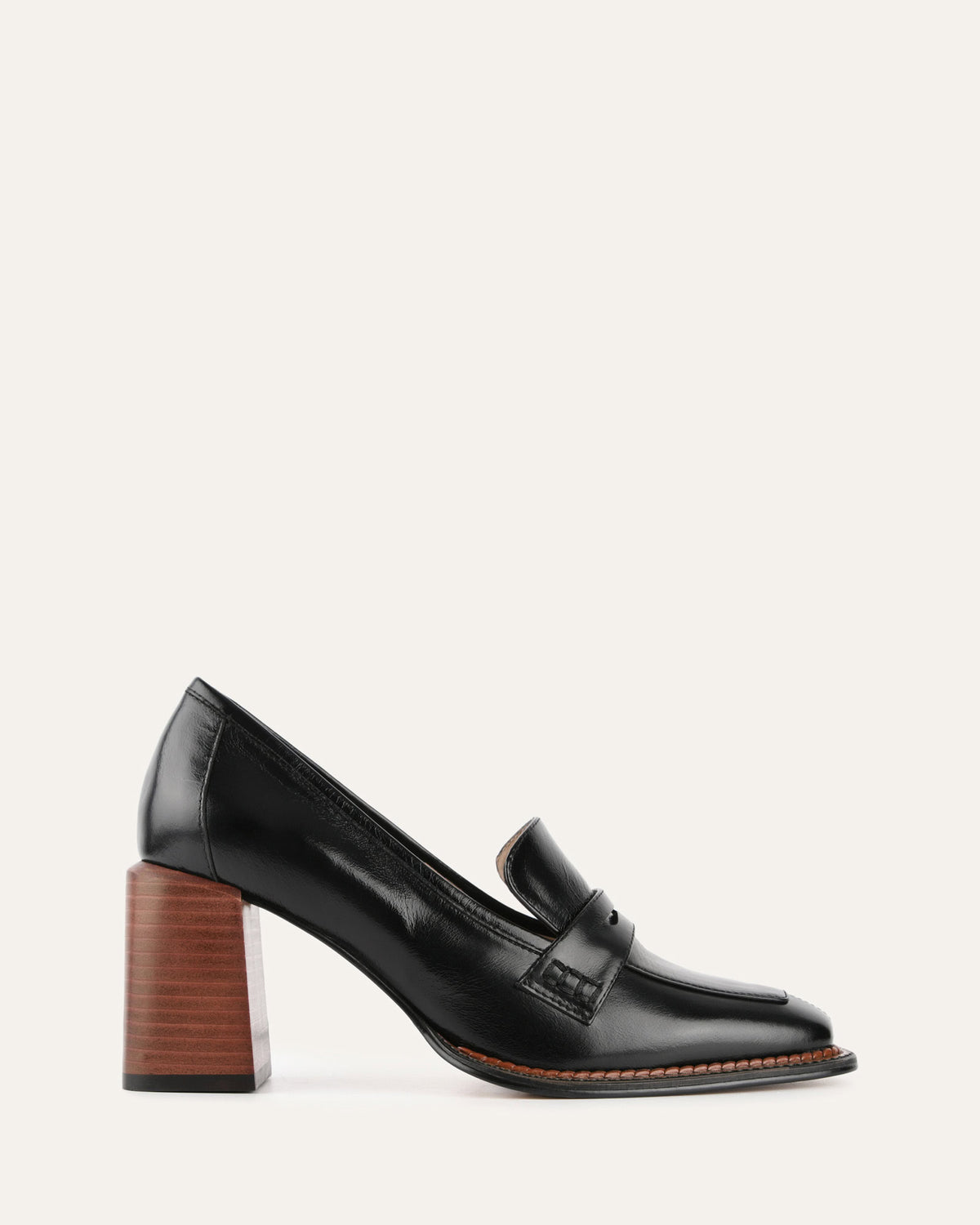 DELILAH MID HEEL LOAFERS BLACK LEATHER