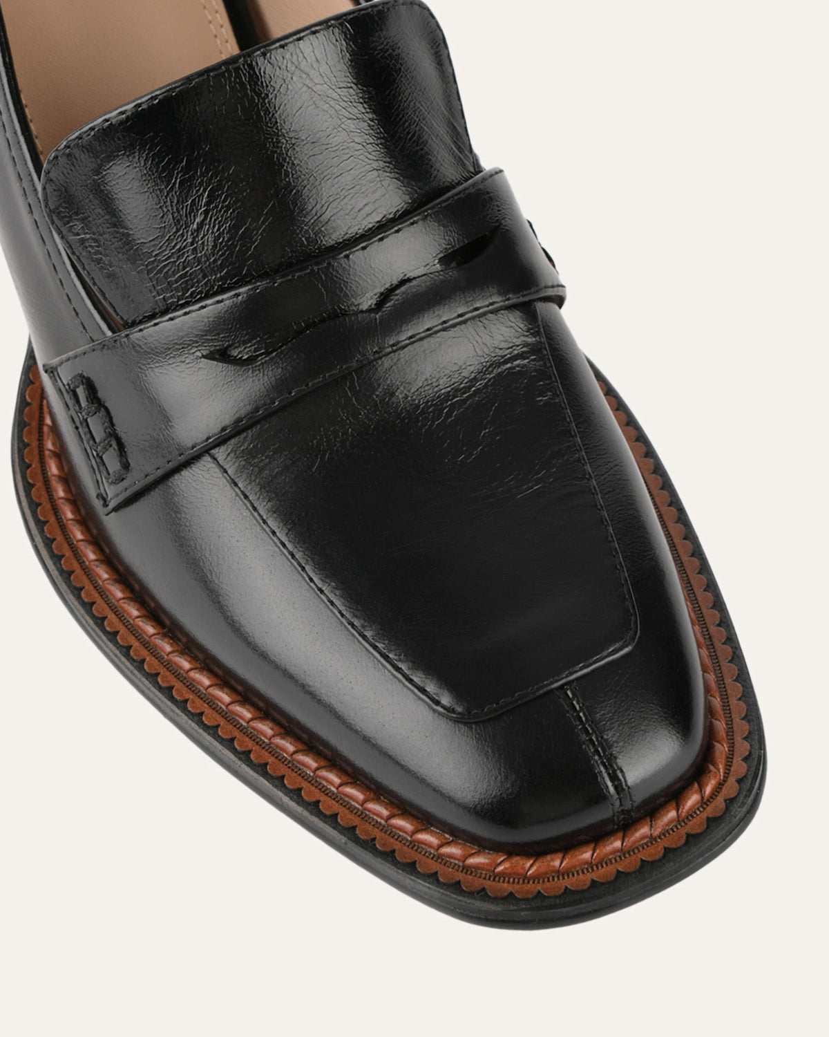 DELILAH MID HEEL LOAFERS BLACK LEATHER