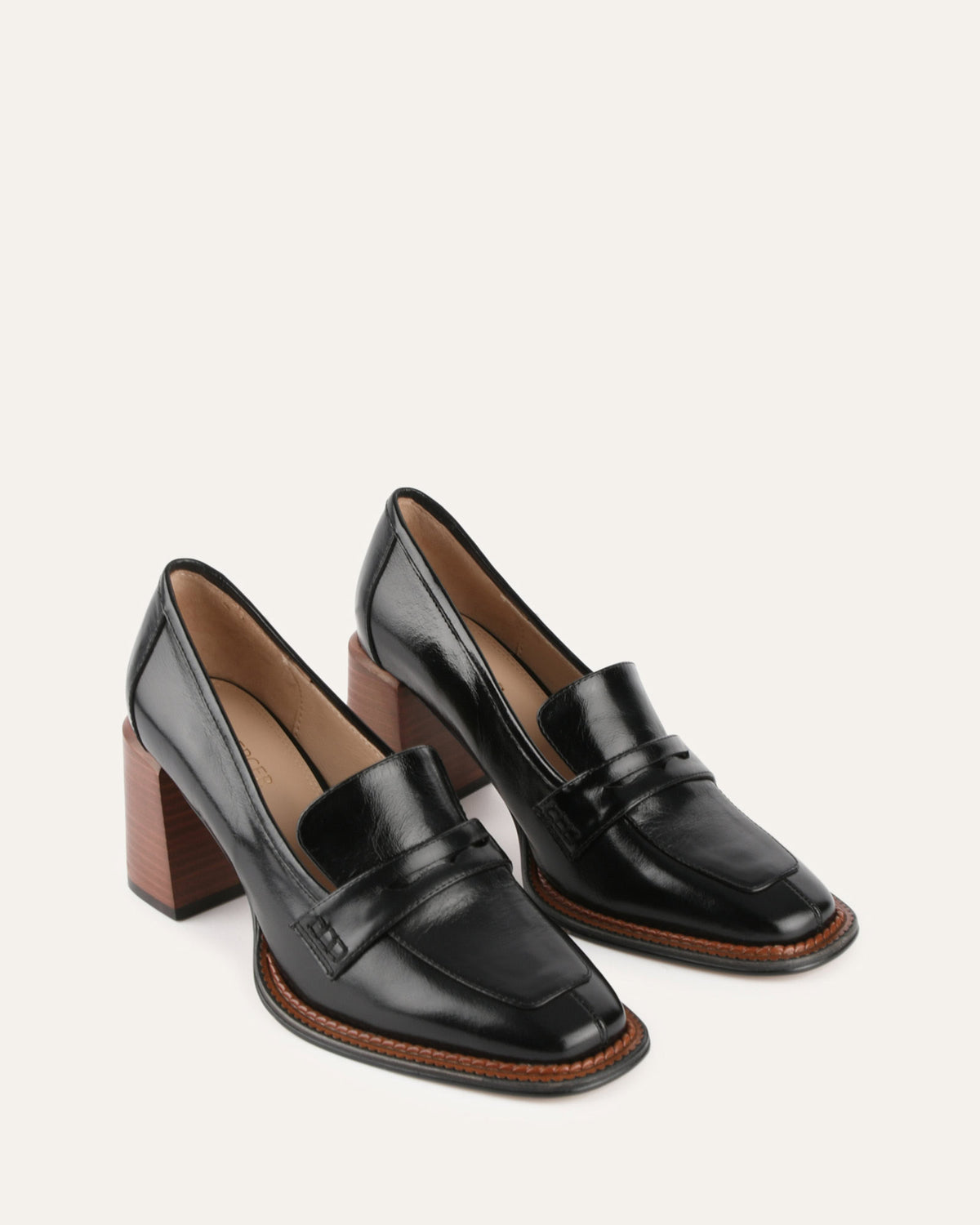 DELILAH MID HEEL LOAFERS BLACK LEATHER