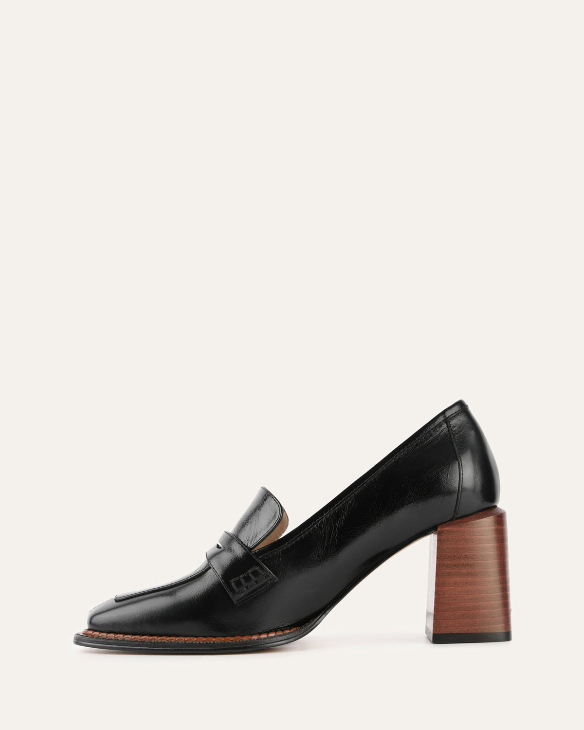 DELILAH MID HEEL LOAFERS BLACK LEATHER