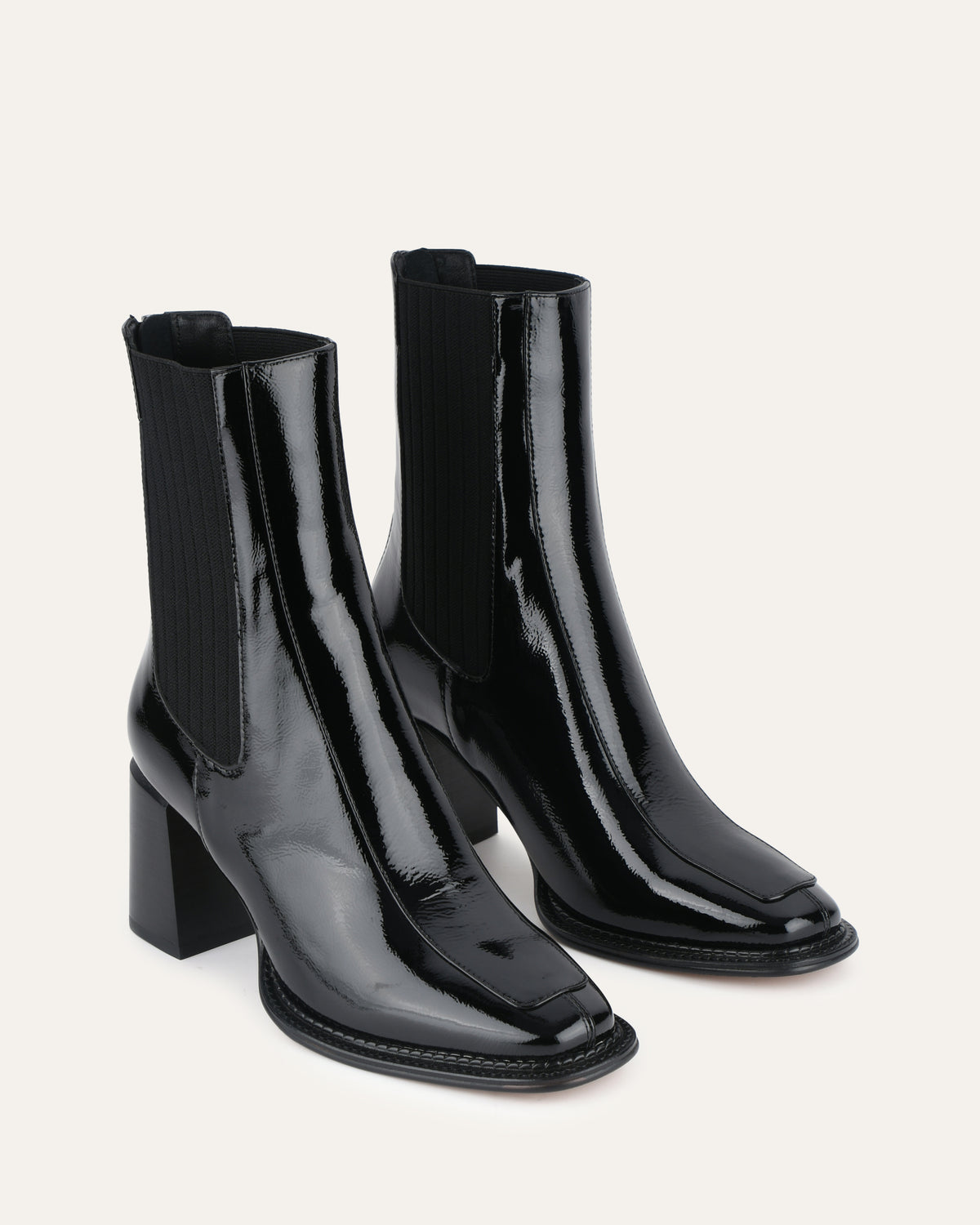 DEVINA MID ANKLE BOOTS BLACK CRINKLE PATENT