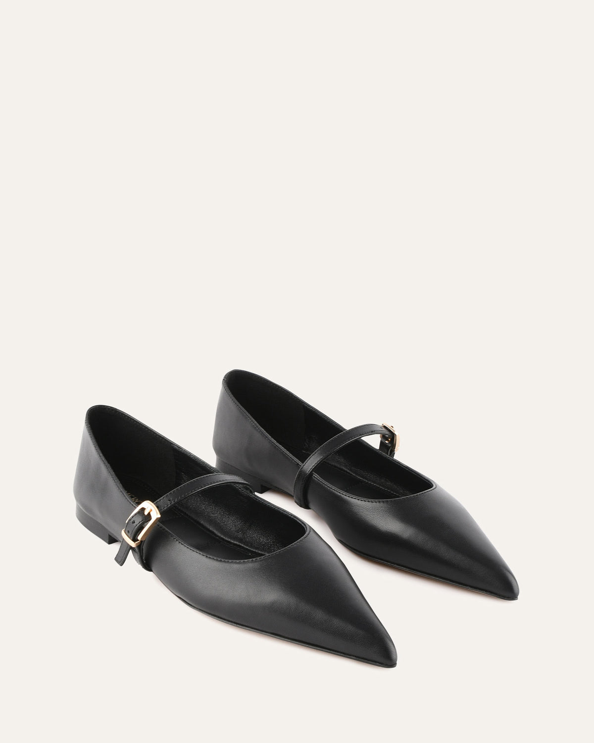 DILARIA DRESS FLATS BLACK LEATHER