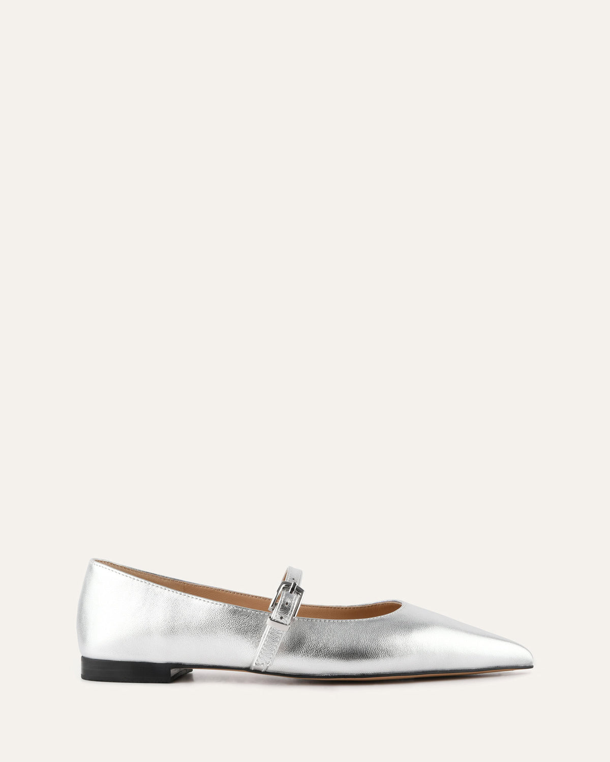 DILARIA DRESS FLATS SILVER LEATHER