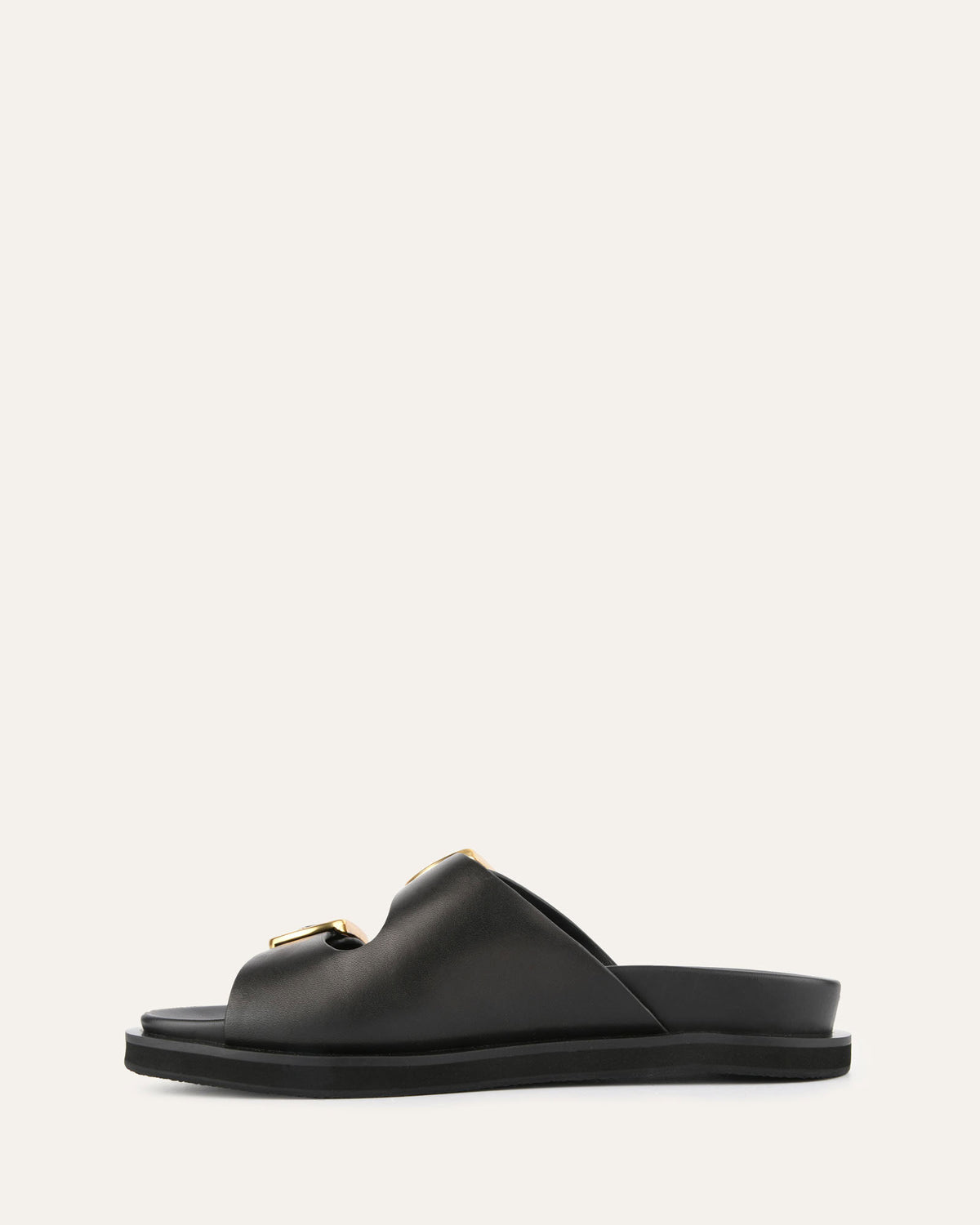 EGON FLAT SANDALS BLACK LEATHER