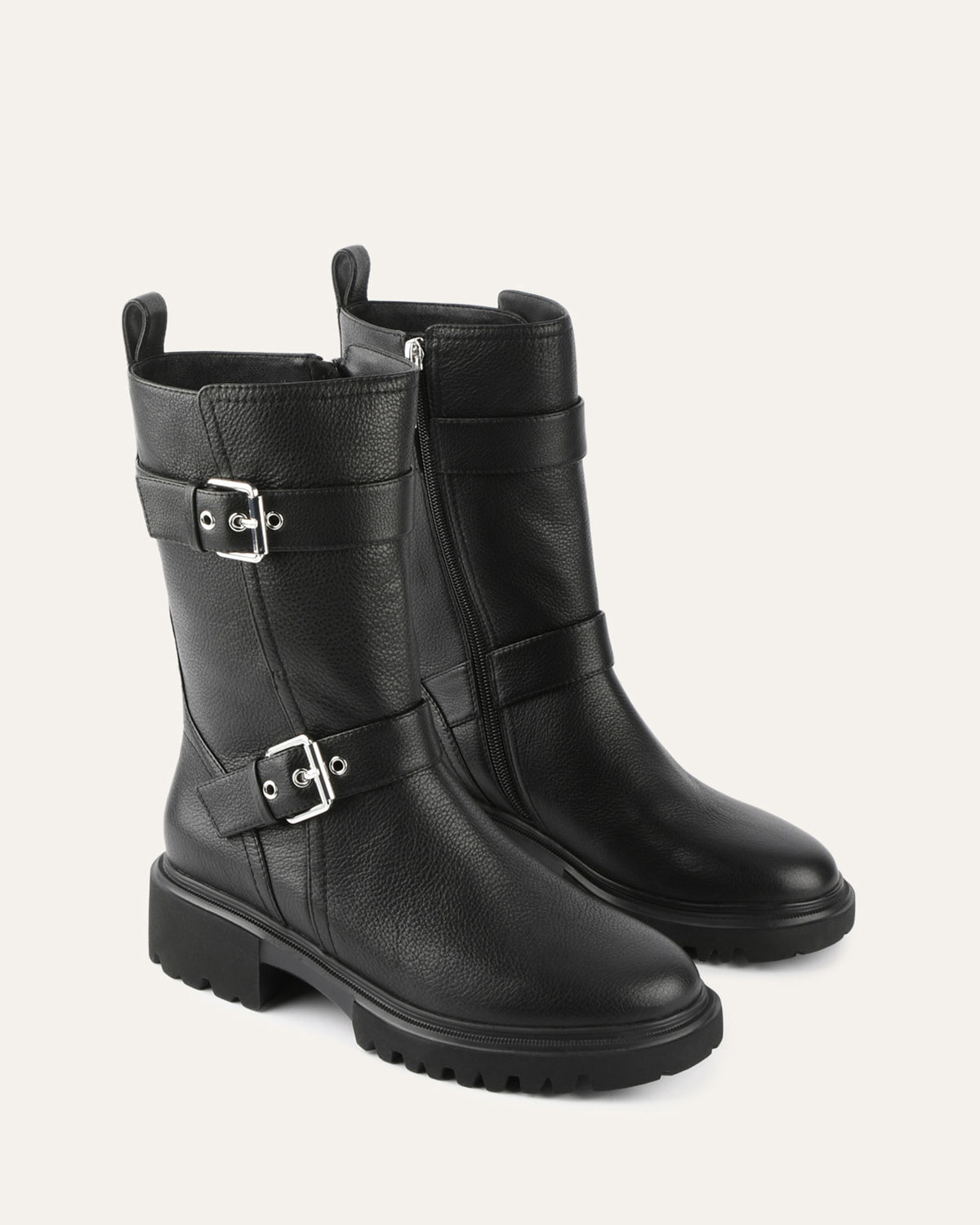 ELLIOT FLAT ANKLE BOOTS BLACK LEATHER