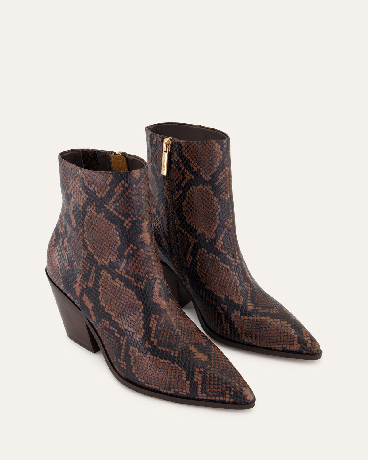 FREDDIE MID ANKLE BOOTS DARK SNAKE PRINT LEATHER