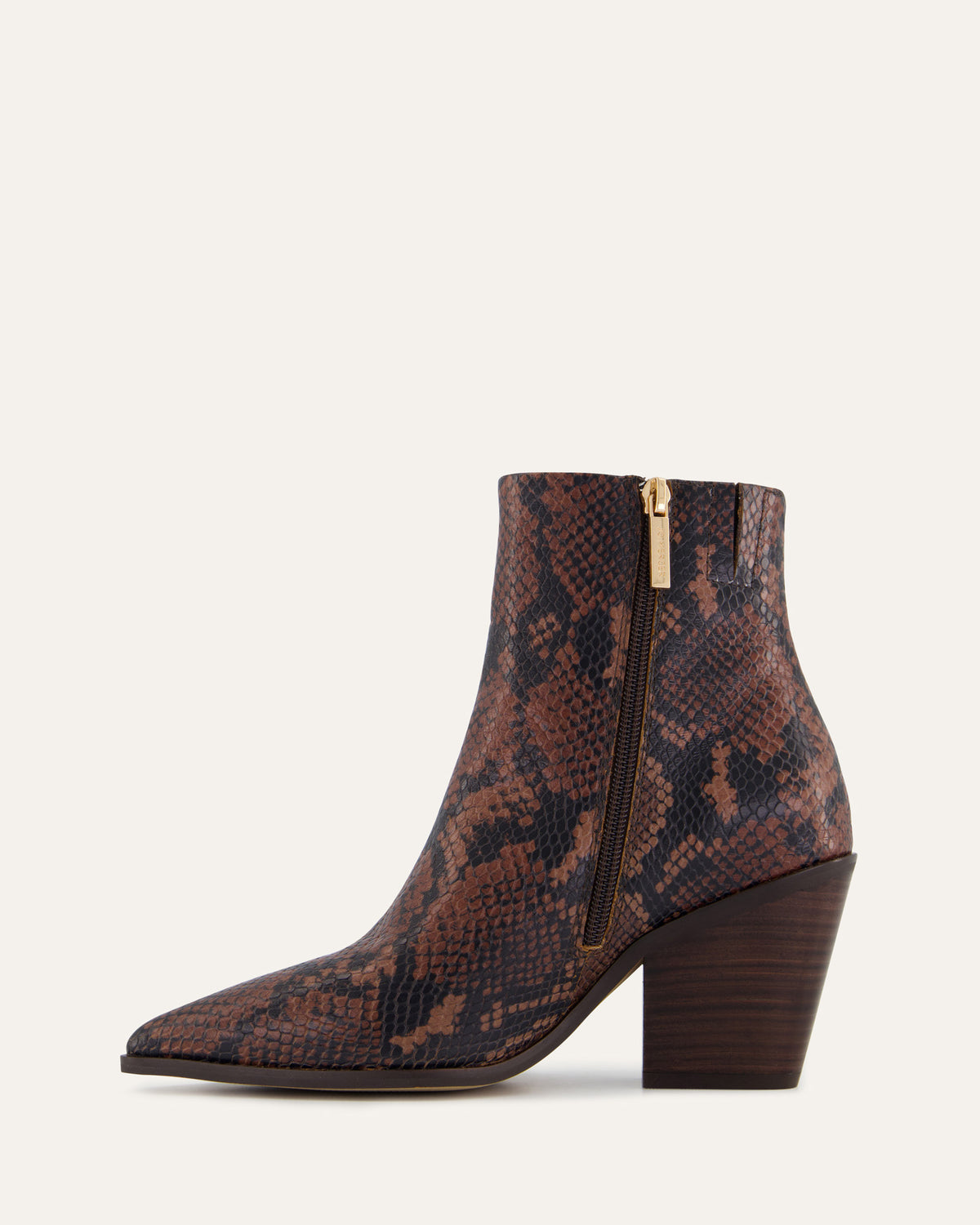 FREDDIE MID ANKLE BOOTS DARK SNAKE PRINT LEATHER