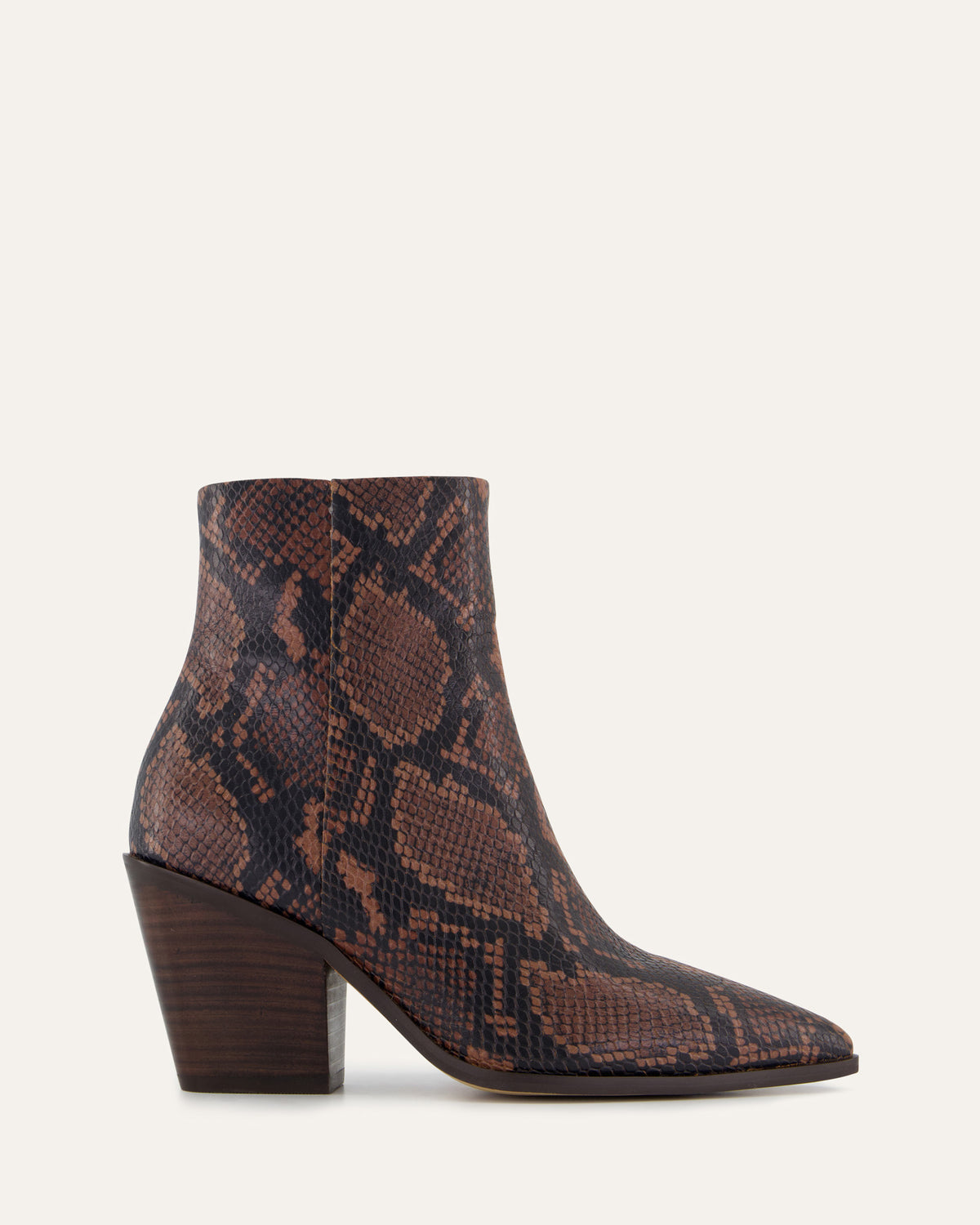 FREDDIE MID ANKLE BOOTS DARK SNAKE PRINT LEATHER