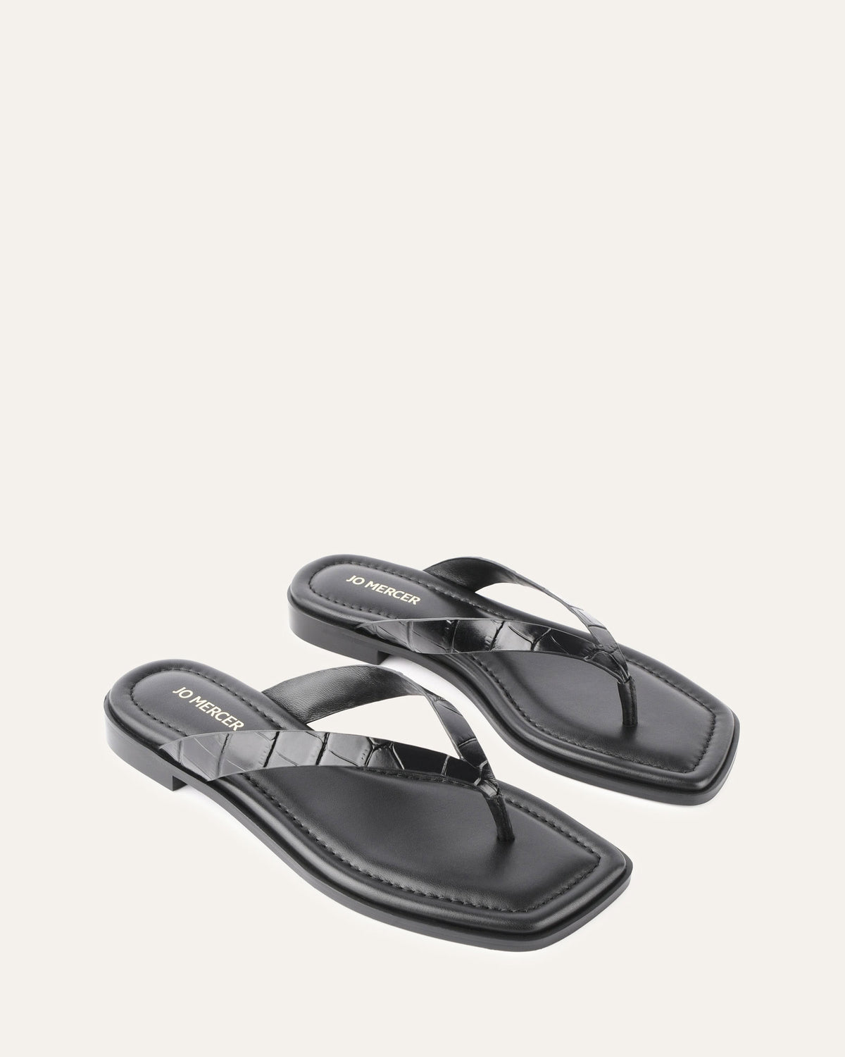 FRENCHIE FLAT SANDALS BLACK CROC