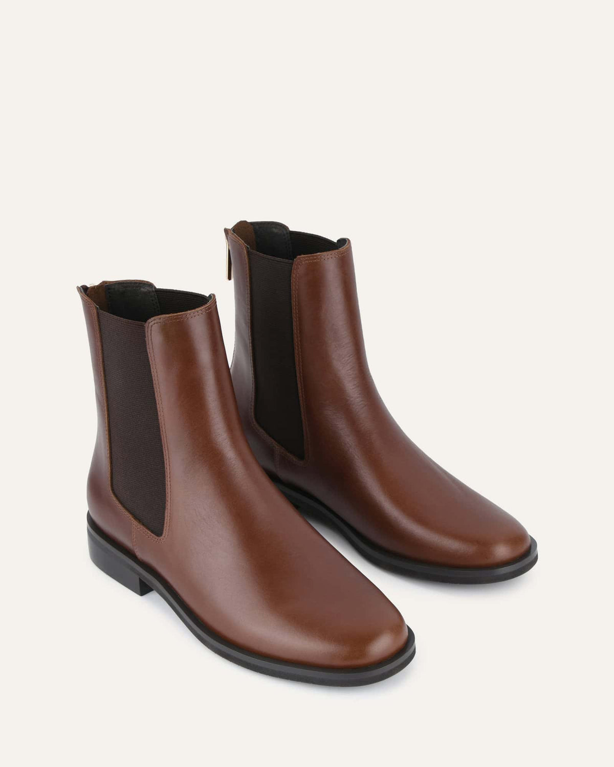 GABE FLAT ANKLE BOOTS DARK CHOCOLATE LEATHER