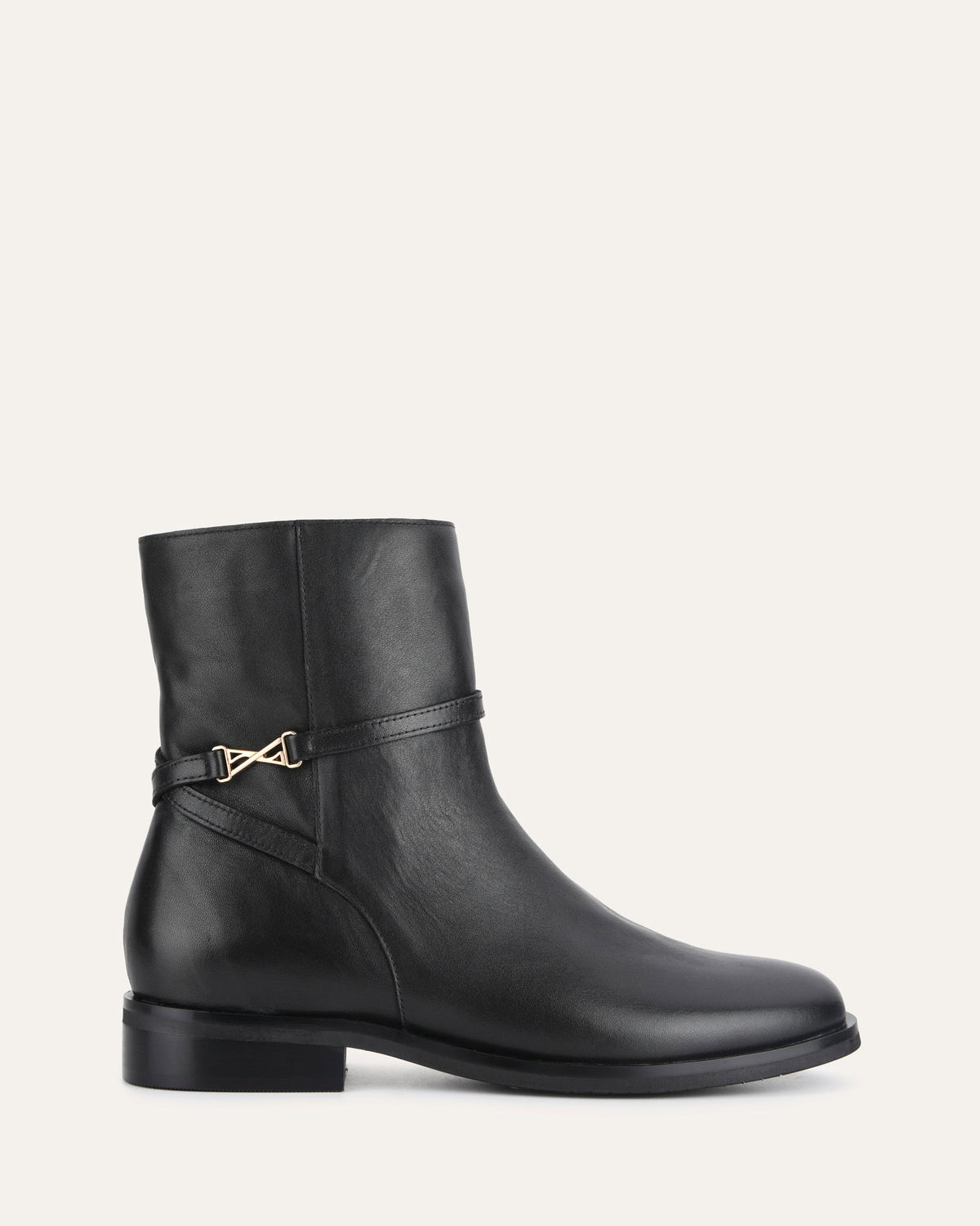 GILBERT FLAT ANKLE BOOTS BLACK LEATHER