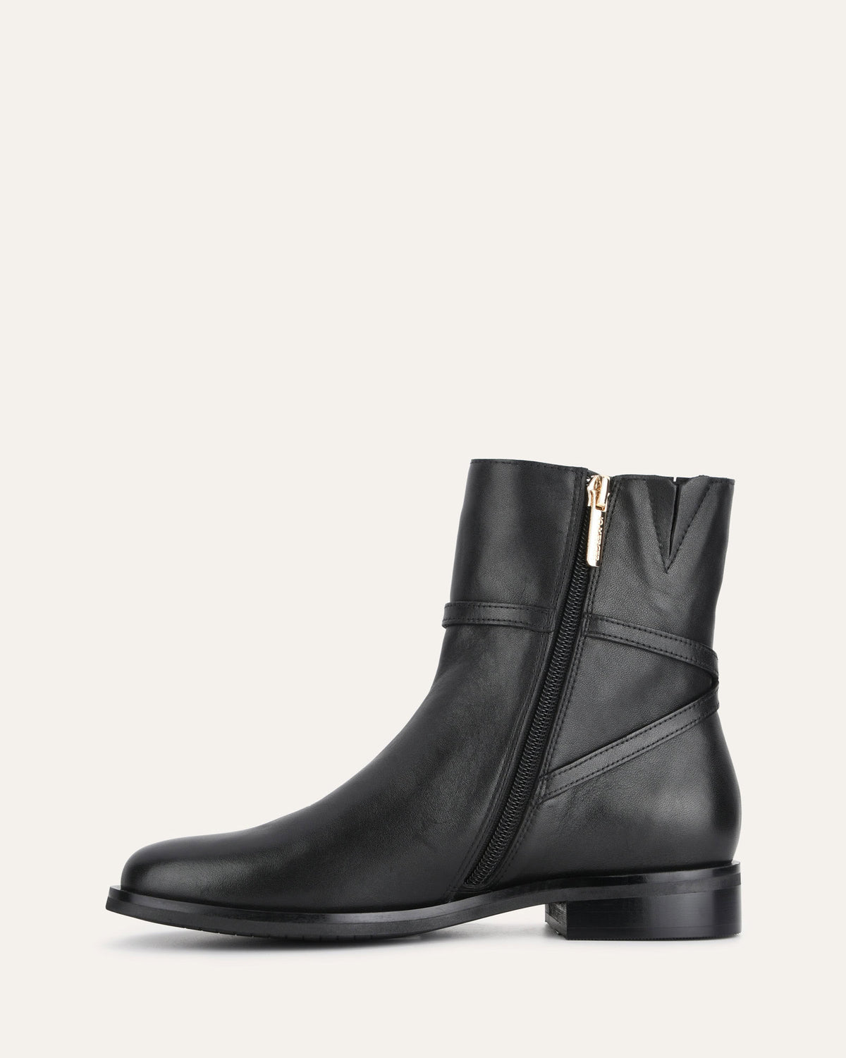 GILBERT FLAT ANKLE BOOTS BLACK LEATHER