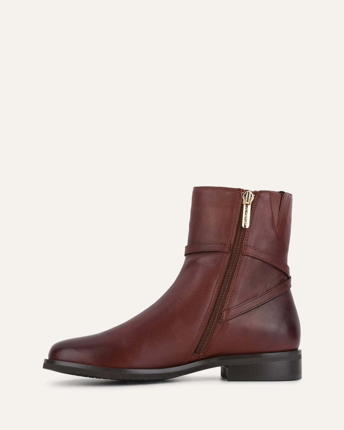GILBERT FLAT ANKLE BOOTS CHESTNUT LEATHER