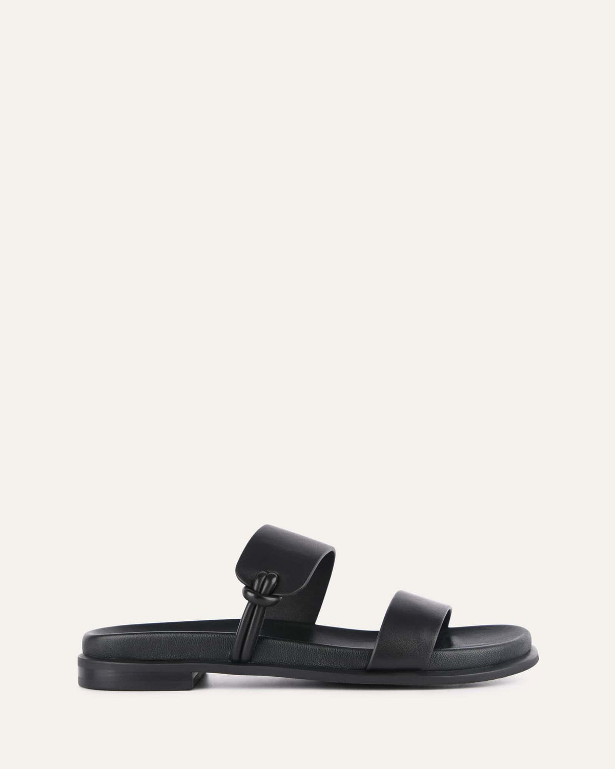 HAYES FLAT SANDALS BLACK LEATHER