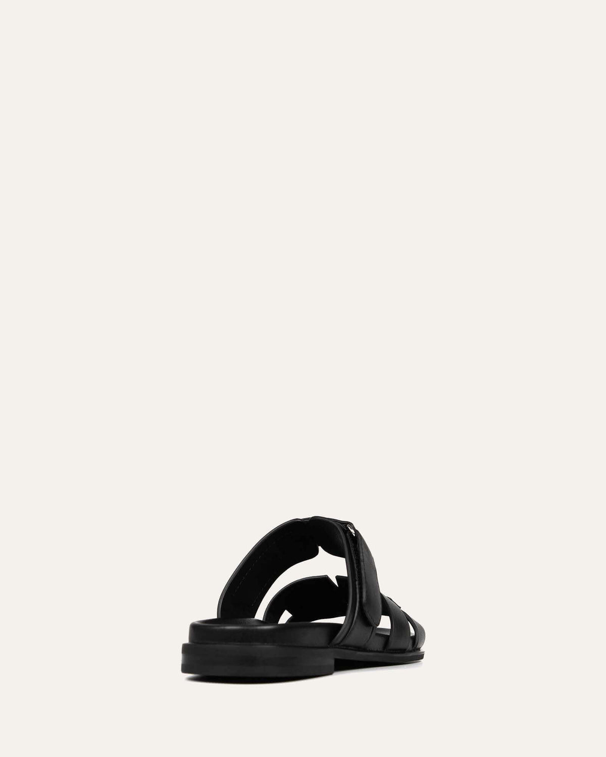 HENDRIX FLAT SLIDES BLACK LEATHER