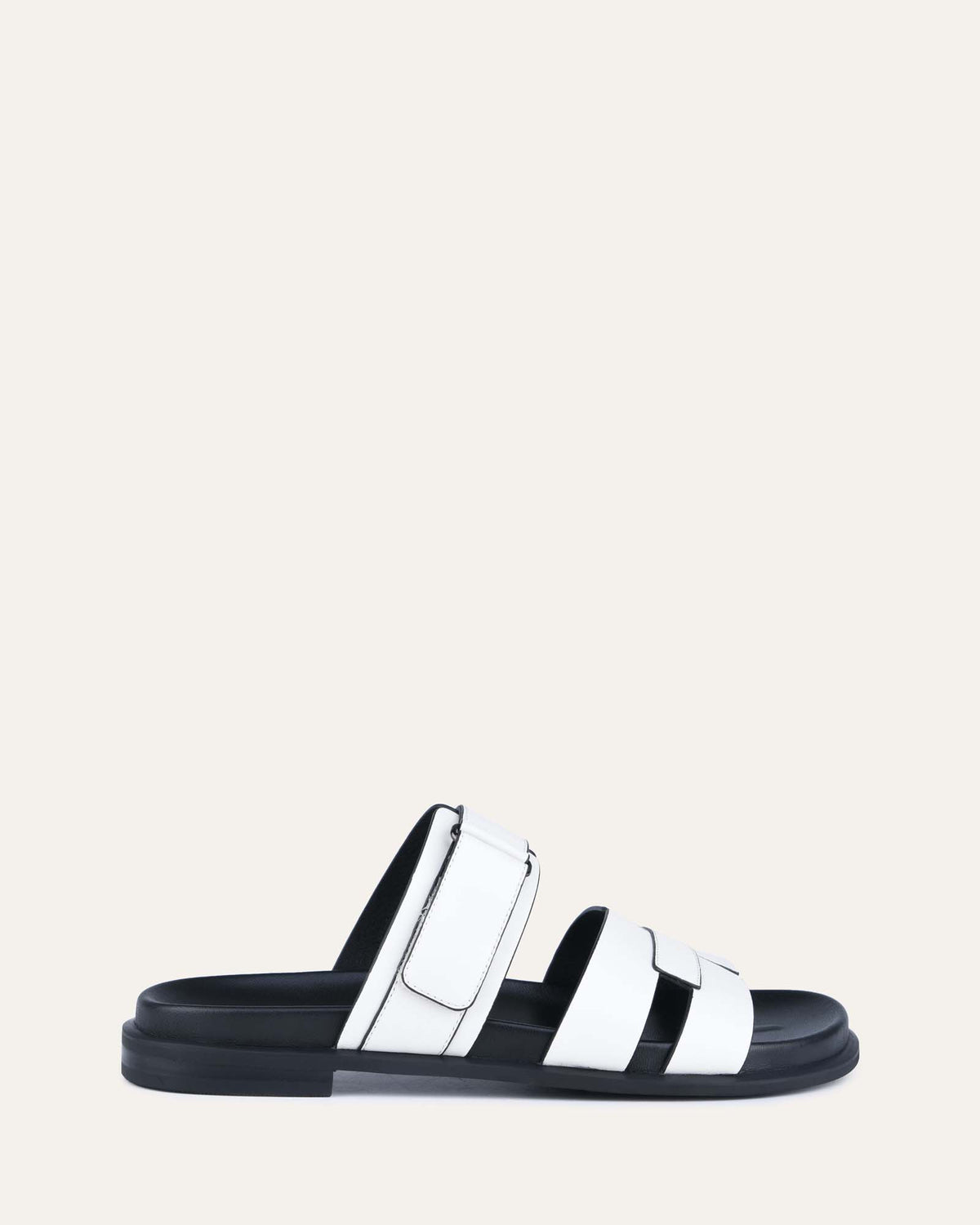 HENDRIX FLAT SLIDES WHITE LEATHER