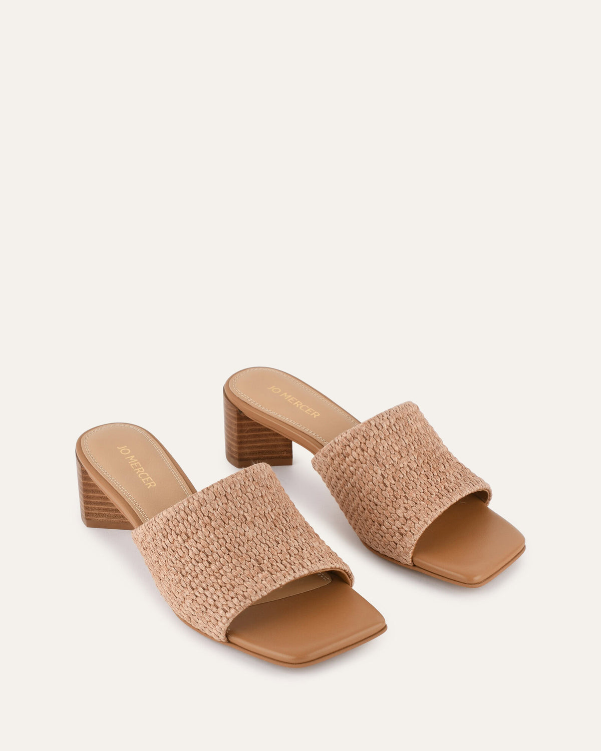 HERBIE MID HEEL SANDALS TAN RAFFIA