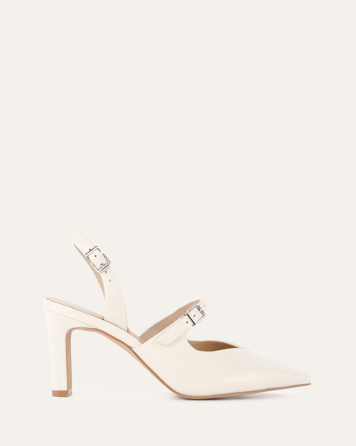 INGRID MID HEEL OFF WHITE LEATHER