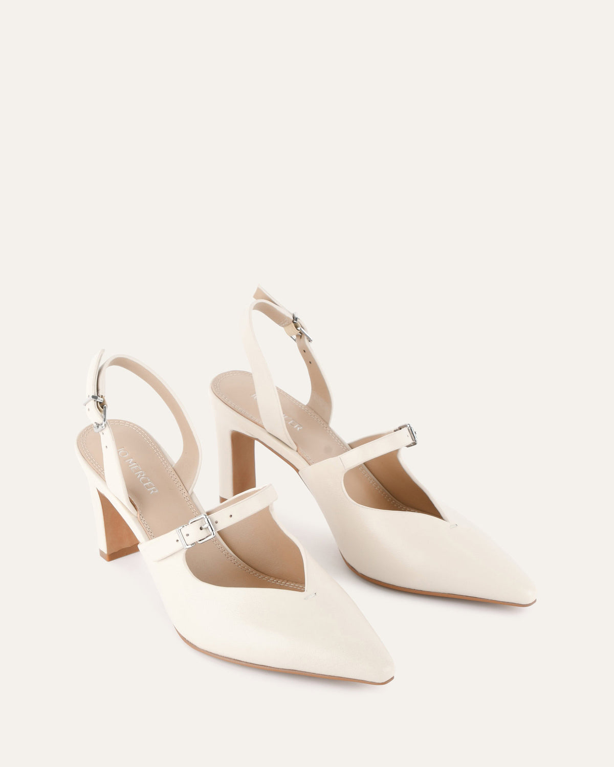 INGRID MID HEEL OFF WHITE LEATHER