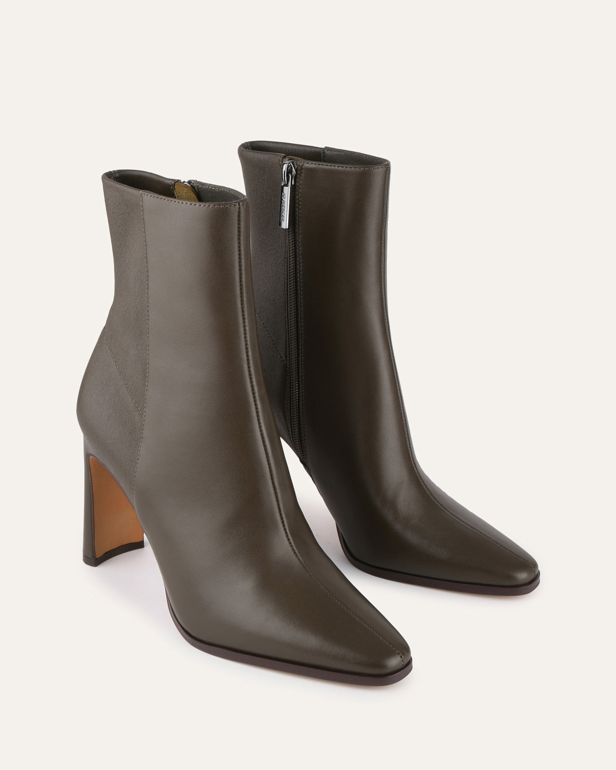 JEMIMA HIGH ANKLE BOOTS DARK OLIVE LEATHER