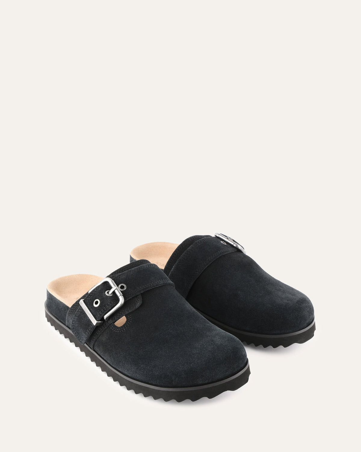 JUNO CASUAL FLATS WASHED BLACK SUEDE