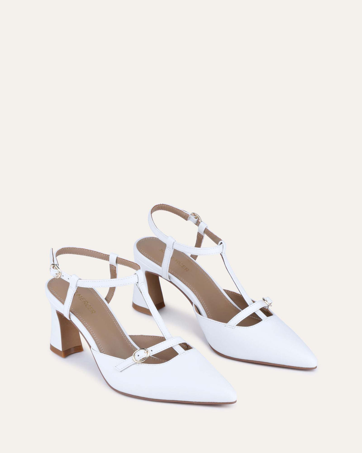 KEMBLA MID HEELS WHITE LEATHER