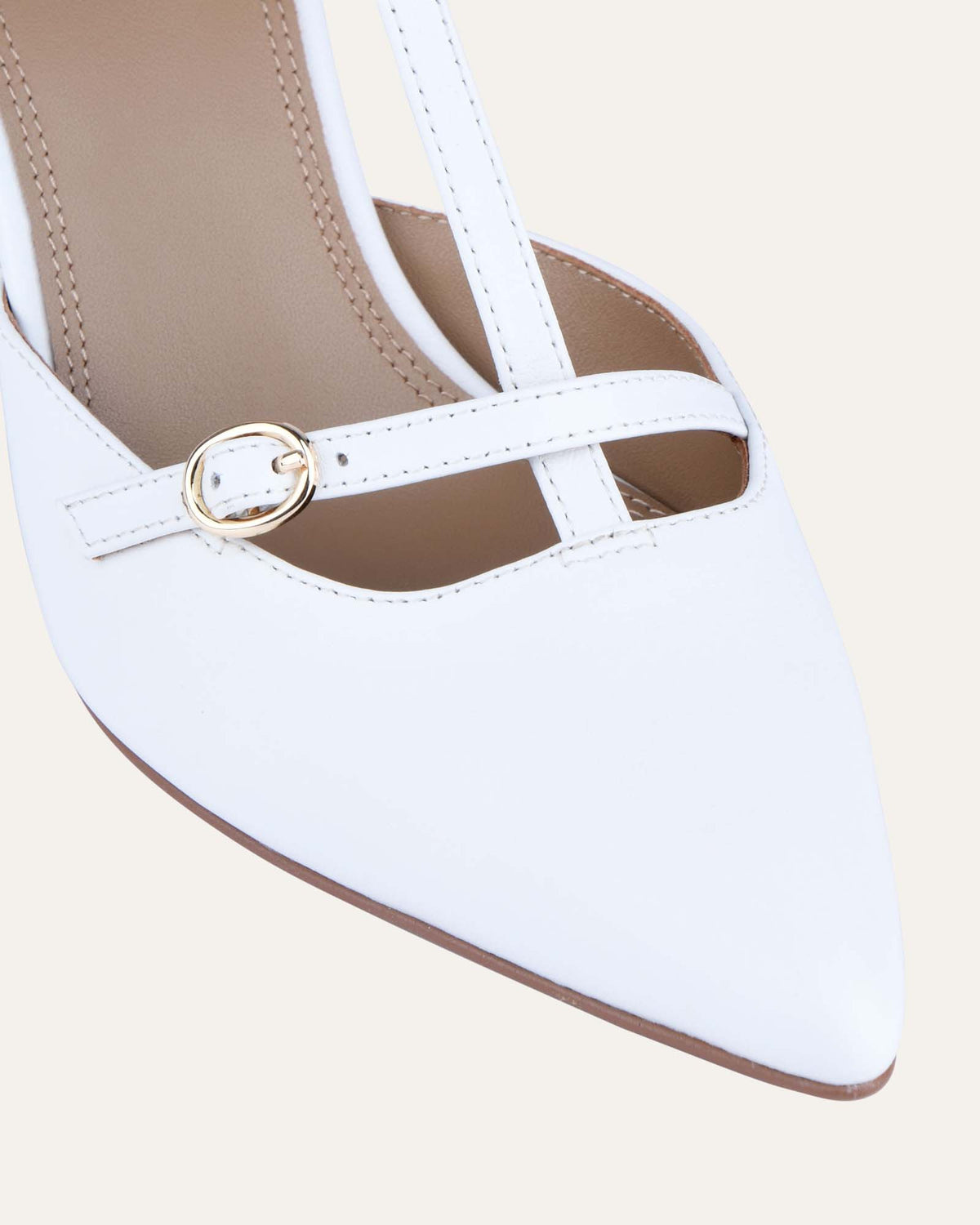 KEMBLA MID HEELS WHITE LEATHER