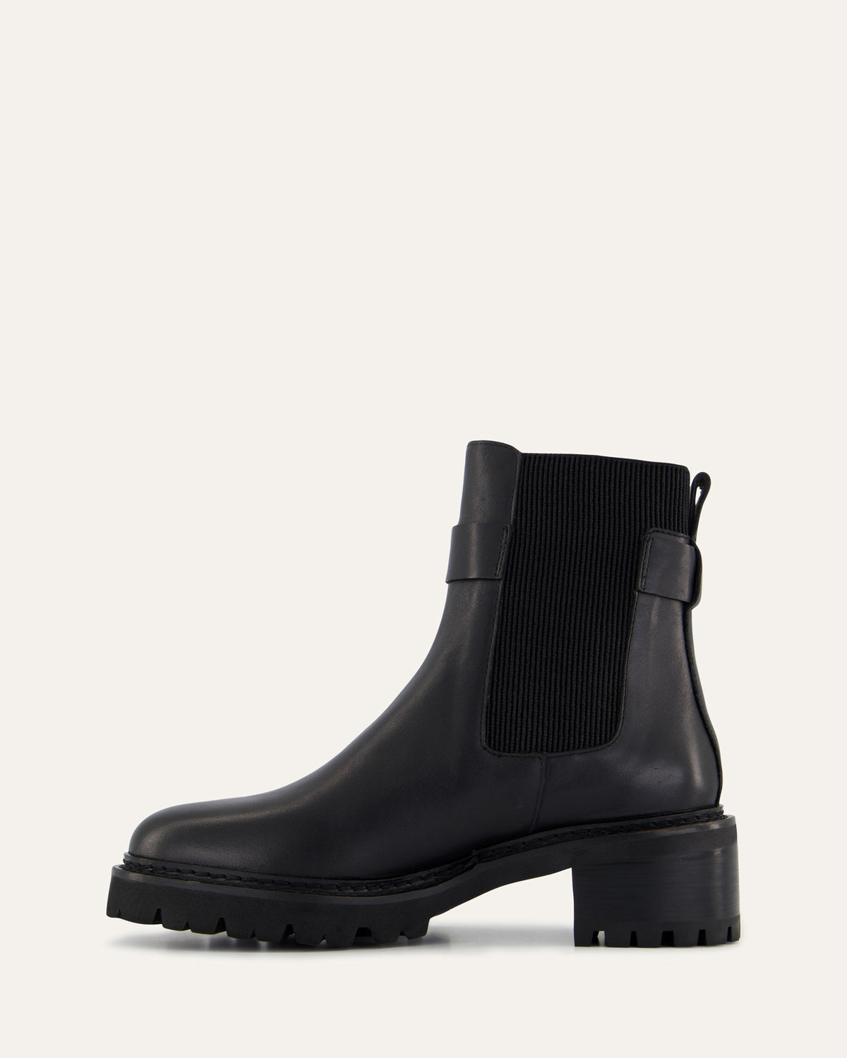 KIKO FLAT ANKLE BOOTS BLACK LEATHER