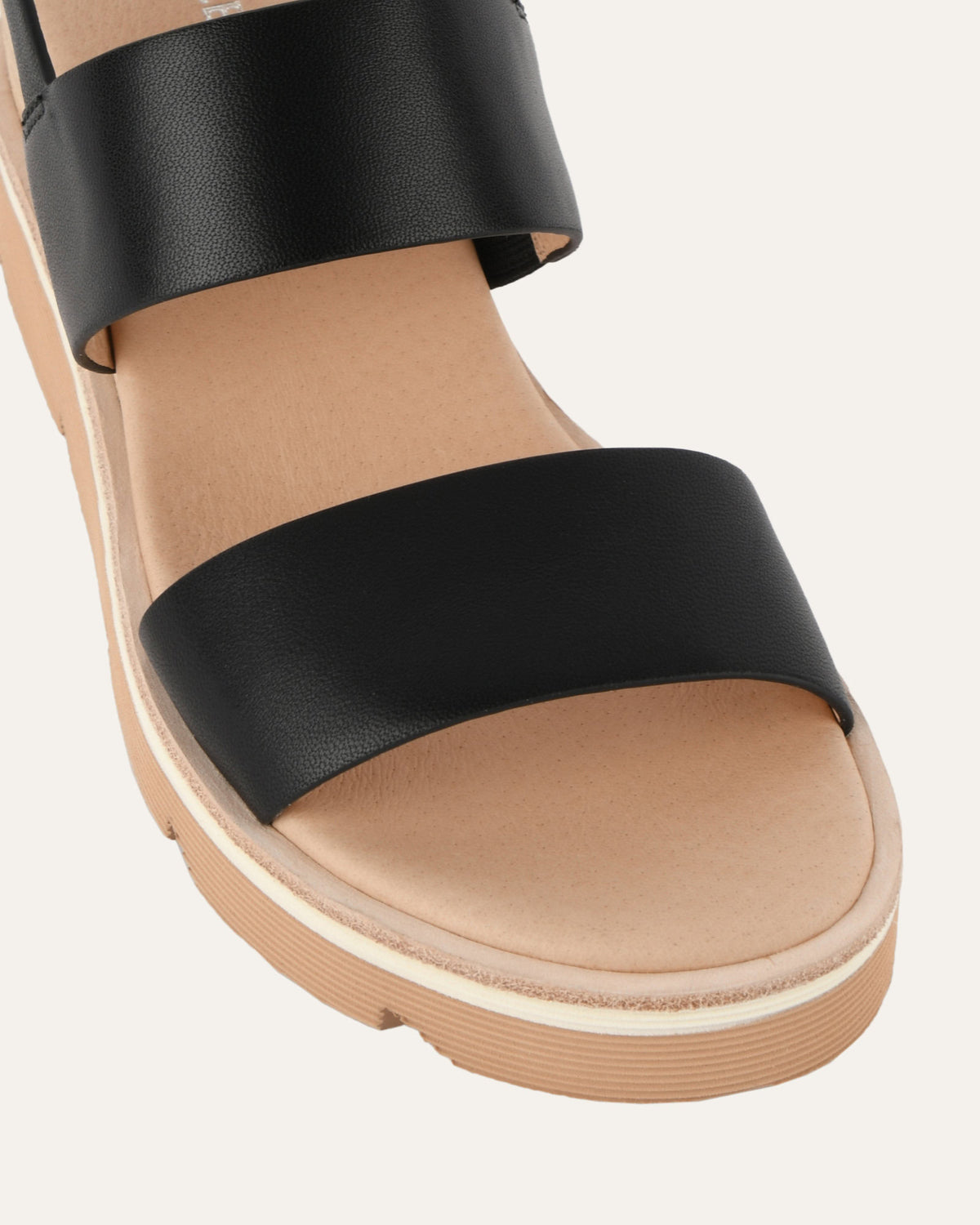 KINNEY WEDGE SANDAL BLACK LEATHER