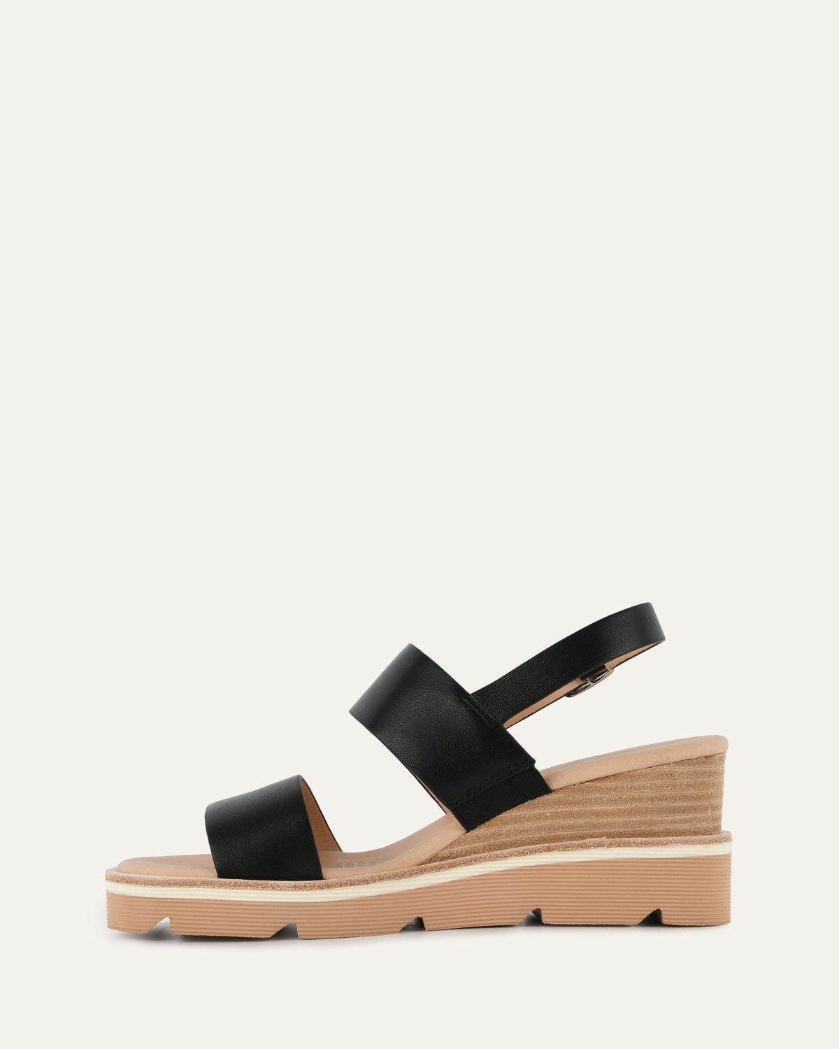 KINNEY WEDGE SANDAL BLACK LEATHER