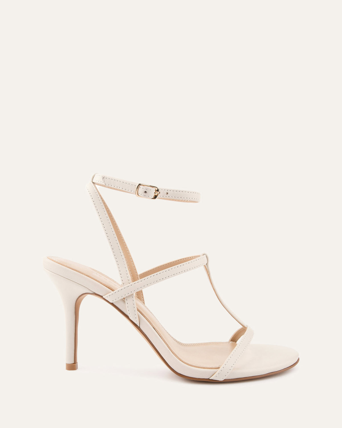 LACEY HIGH HEEL SANDALS OFF WHITE LEATHER