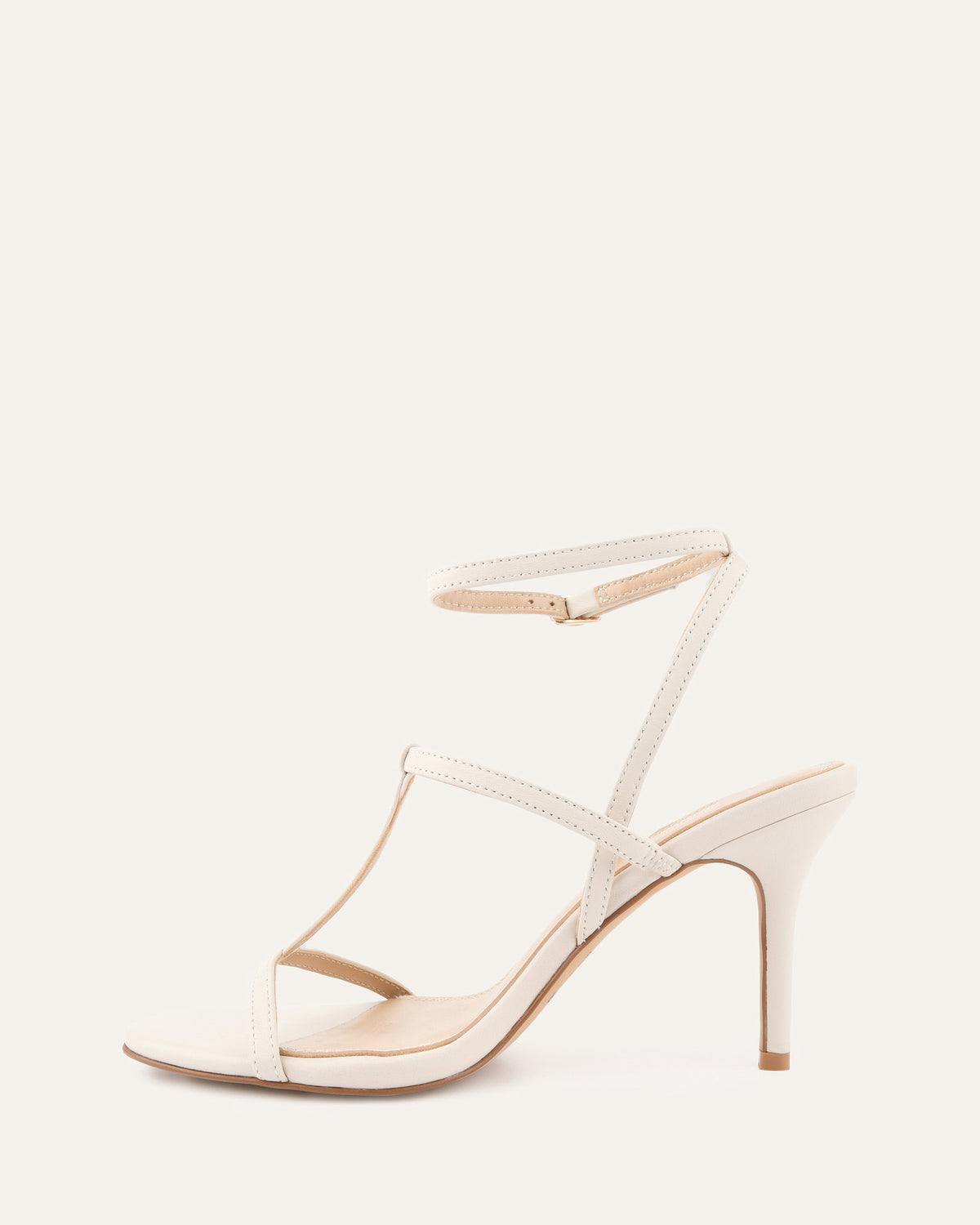 LACEY HIGH HEEL SANDALS OFF WHITE LEATHER