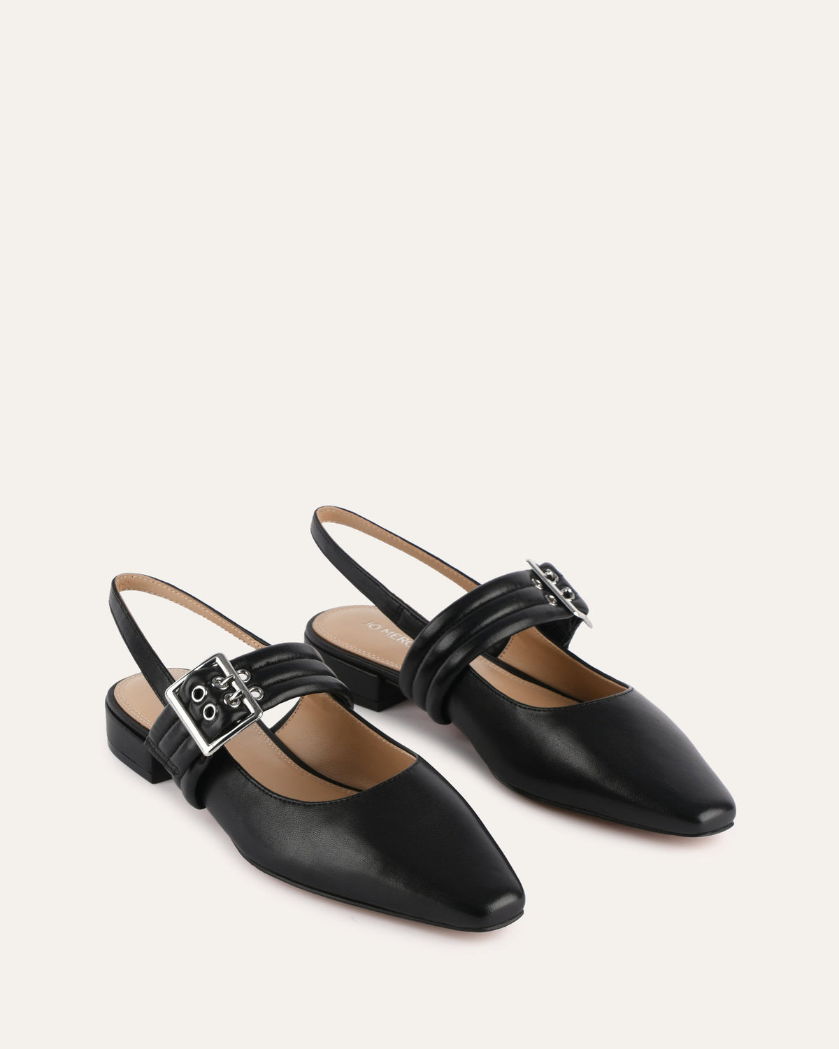 LONDON CASUAL FLATS BLACK LEATHER