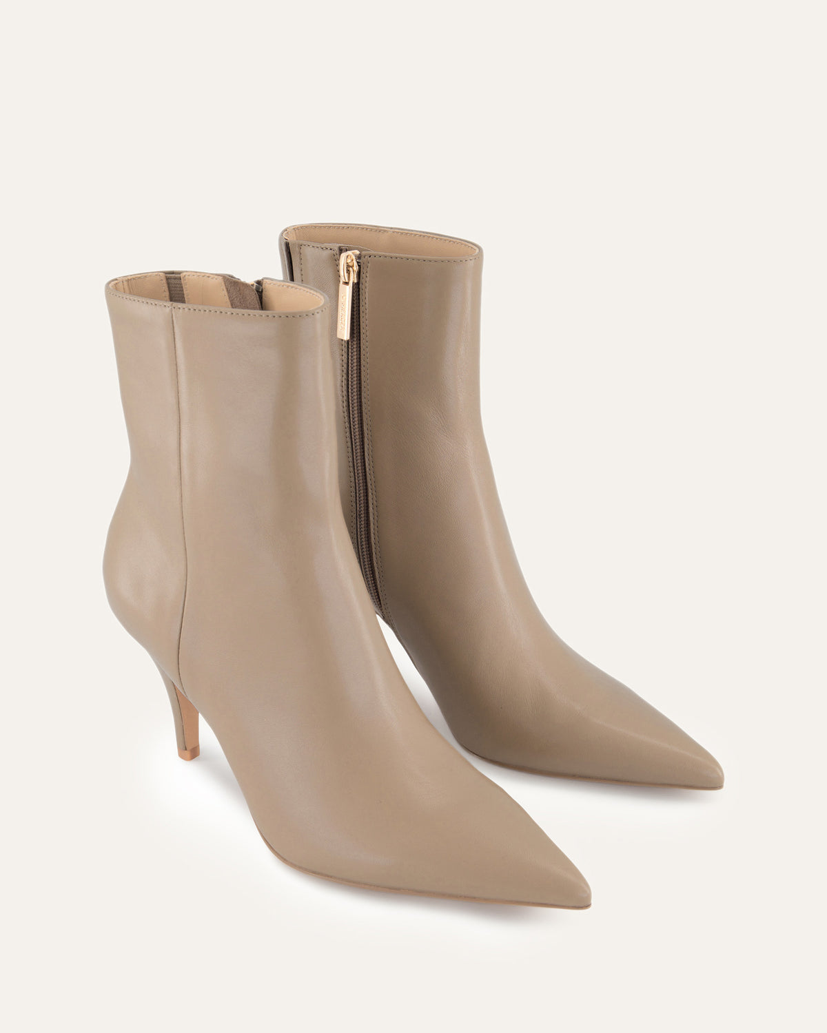 LOTTIE HIGH ANKLE BOOTS TAUPE LEATHER