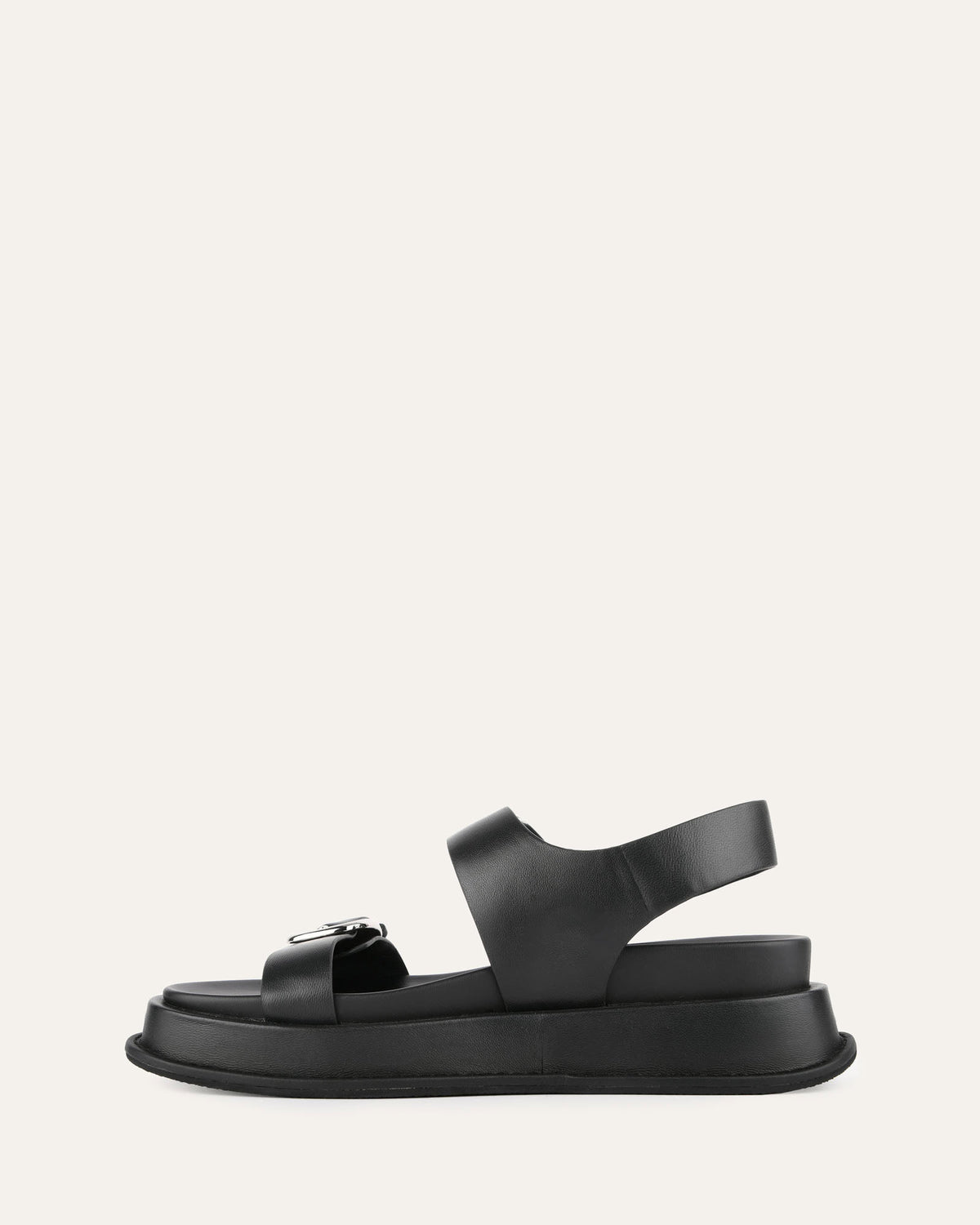 MABEL FLAT SANDALS BLACK LEATHER